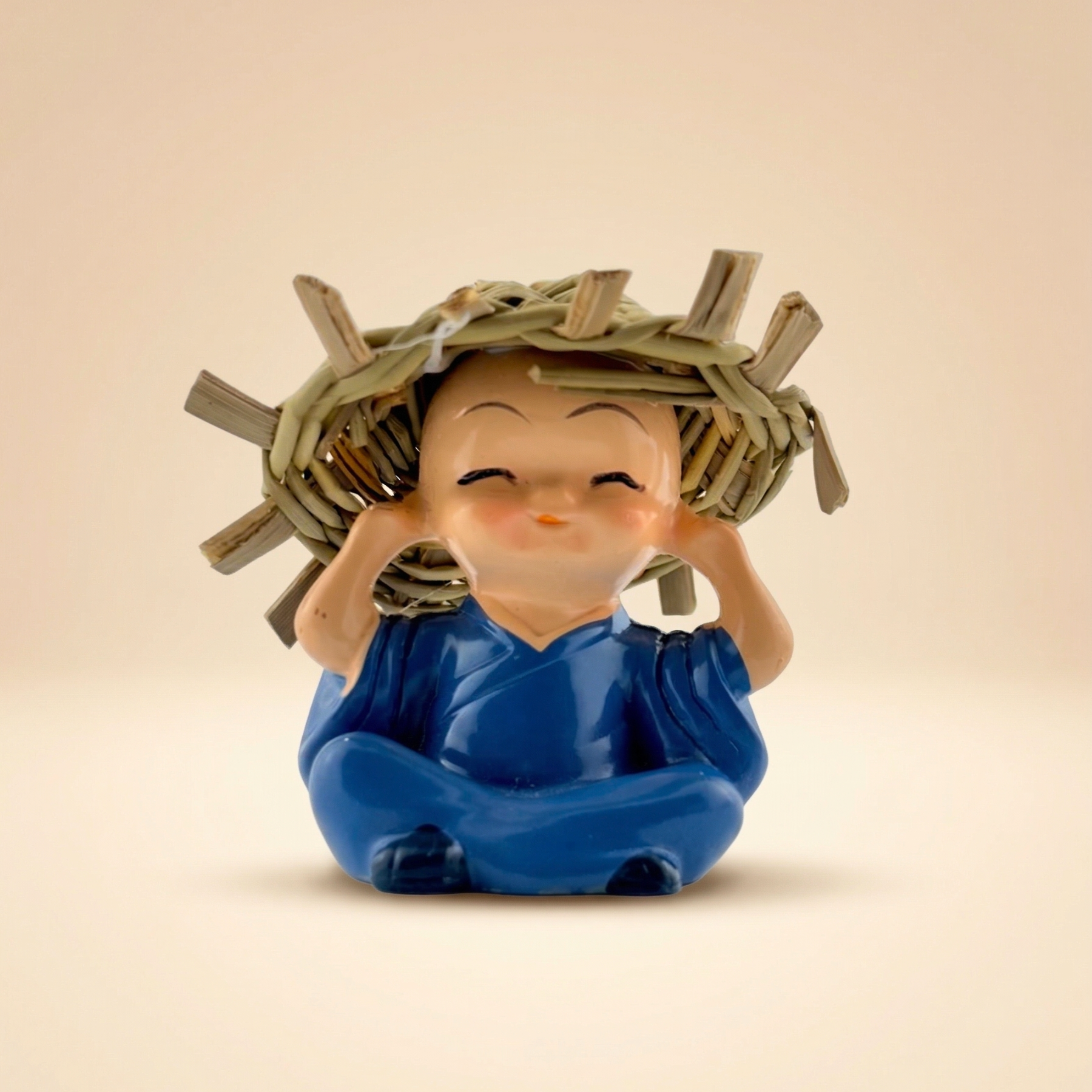 Handcrafted Mindful Monk Mini Statue Set – 4 Cute Zen Figurines for Home Decor & Gifting | Gulabi Craft