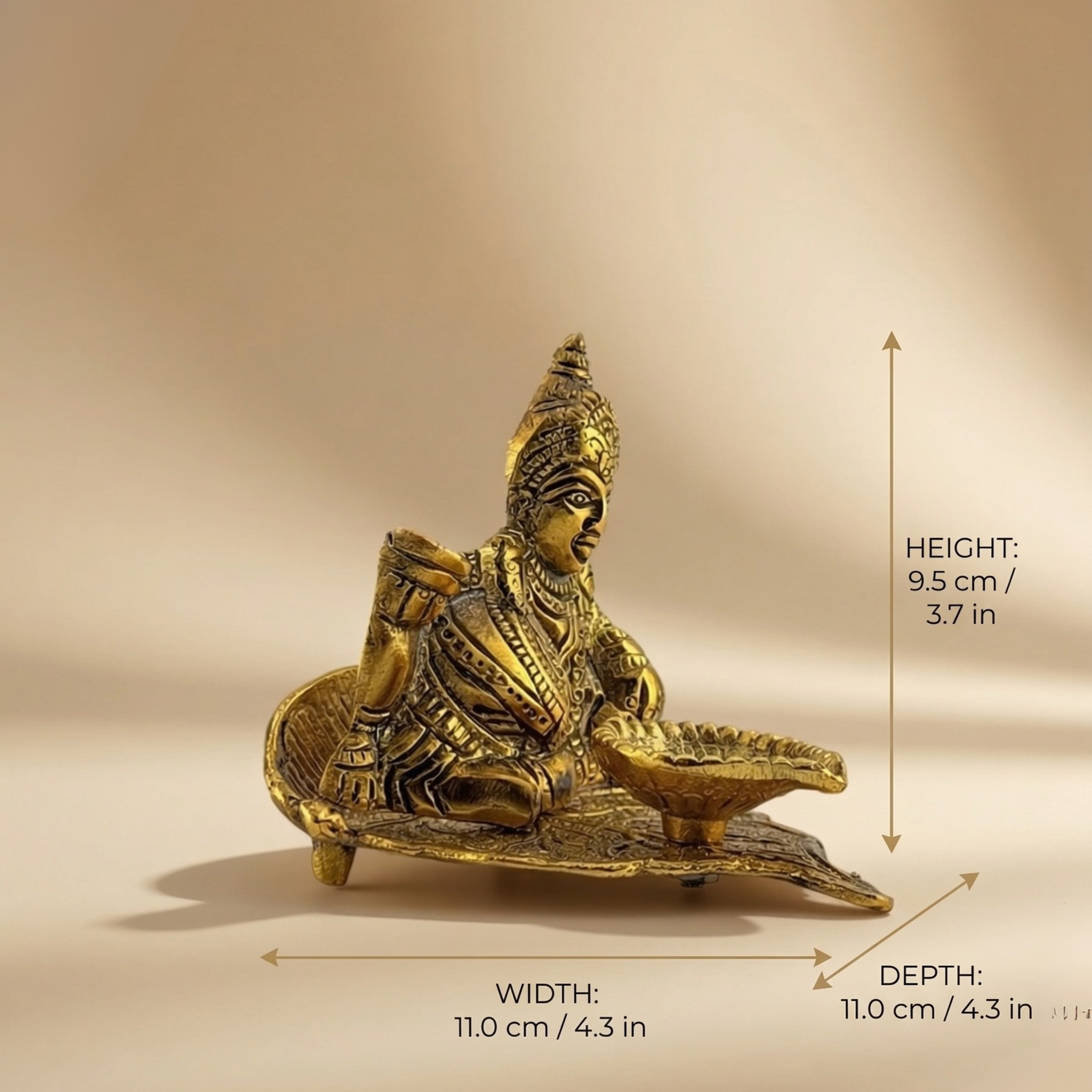 Handcrafted Lord Kuber Deepak – Antique Gold Metal Diya for Pooja Room Decor & Festive Gifting |Gulabi Craft