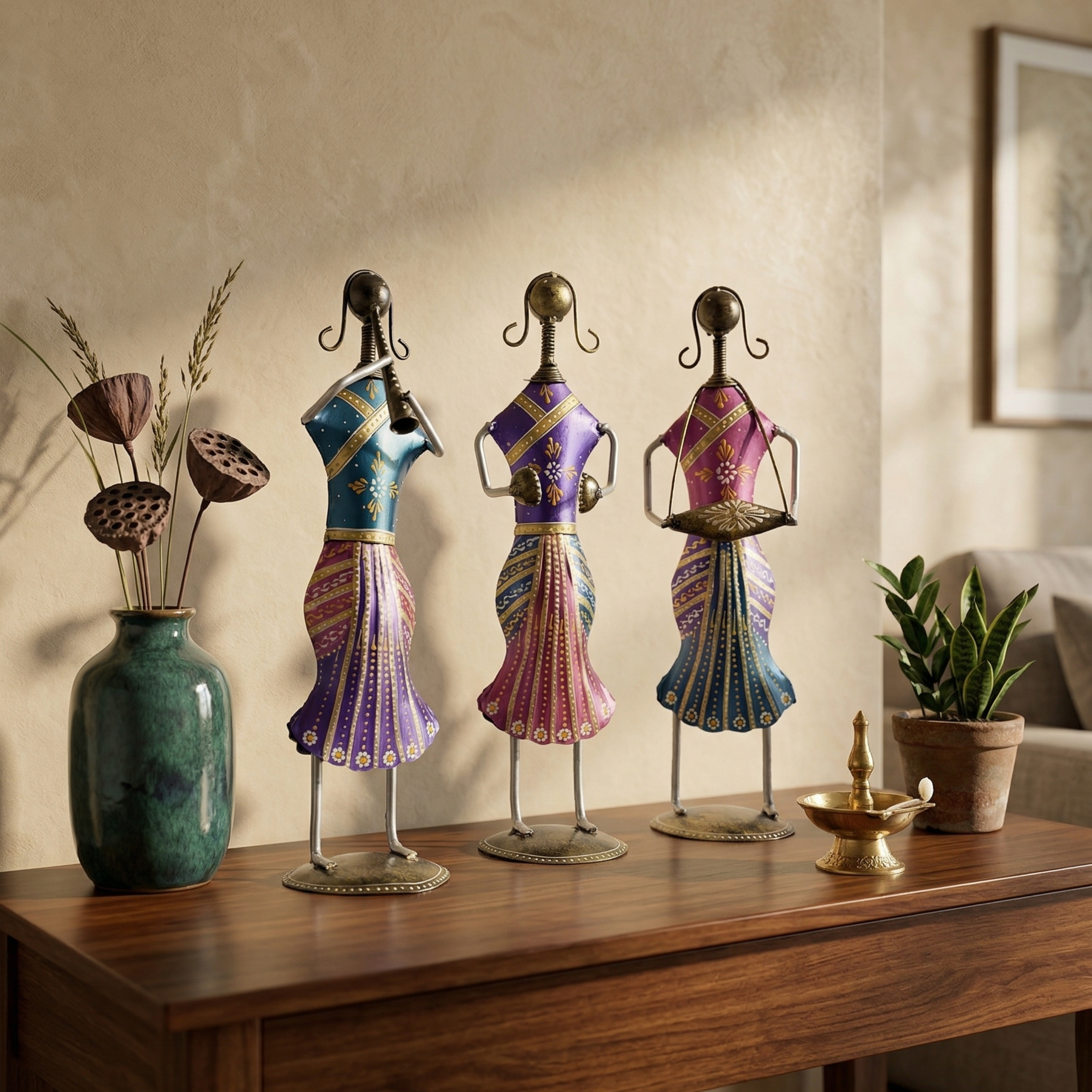 Handmade Ethnic Tribal Lady Figurines Set