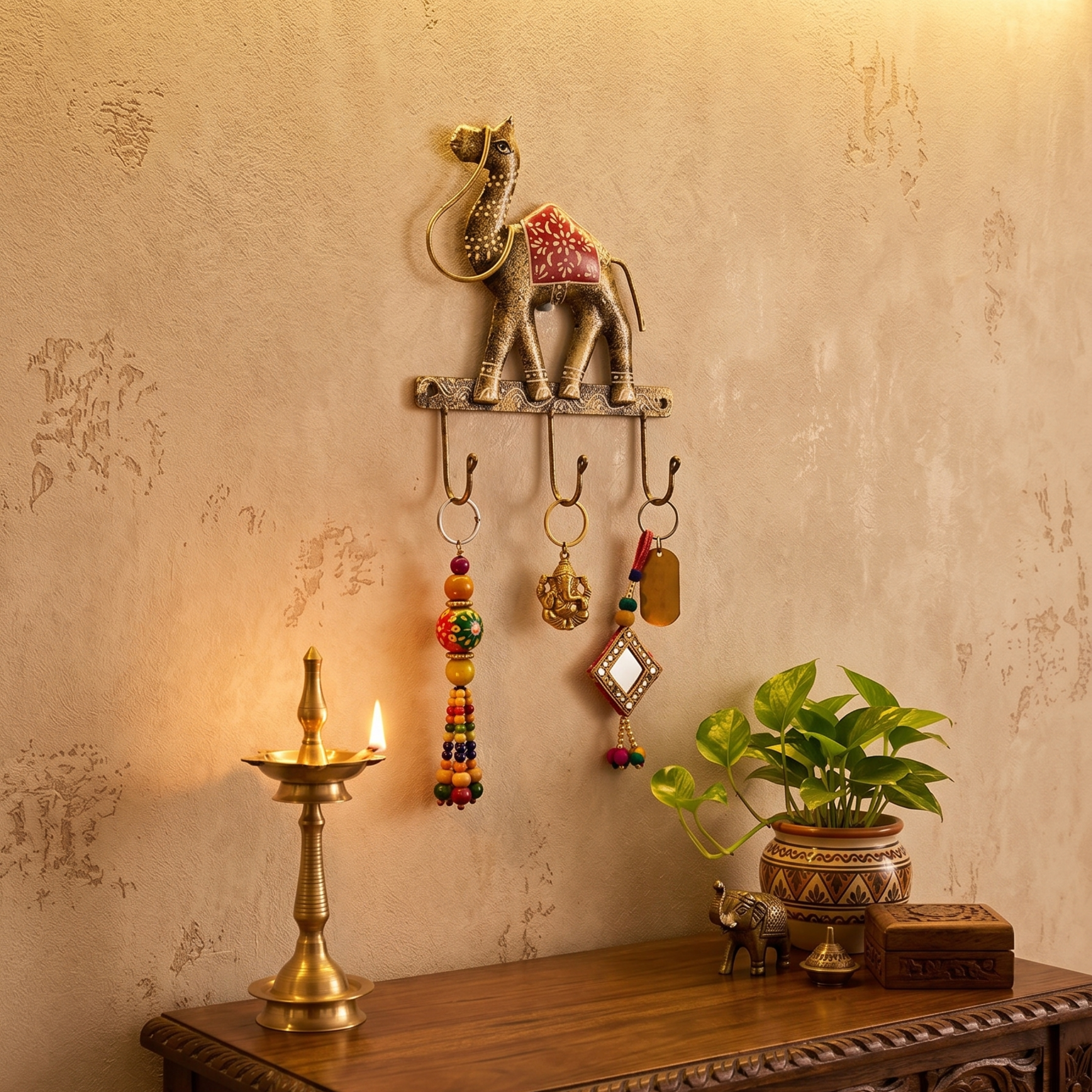 Handcrafted Camel Key Holder – Antique Metal Wall Hook for Entryway Decor & Gifting | Gulabi Craft