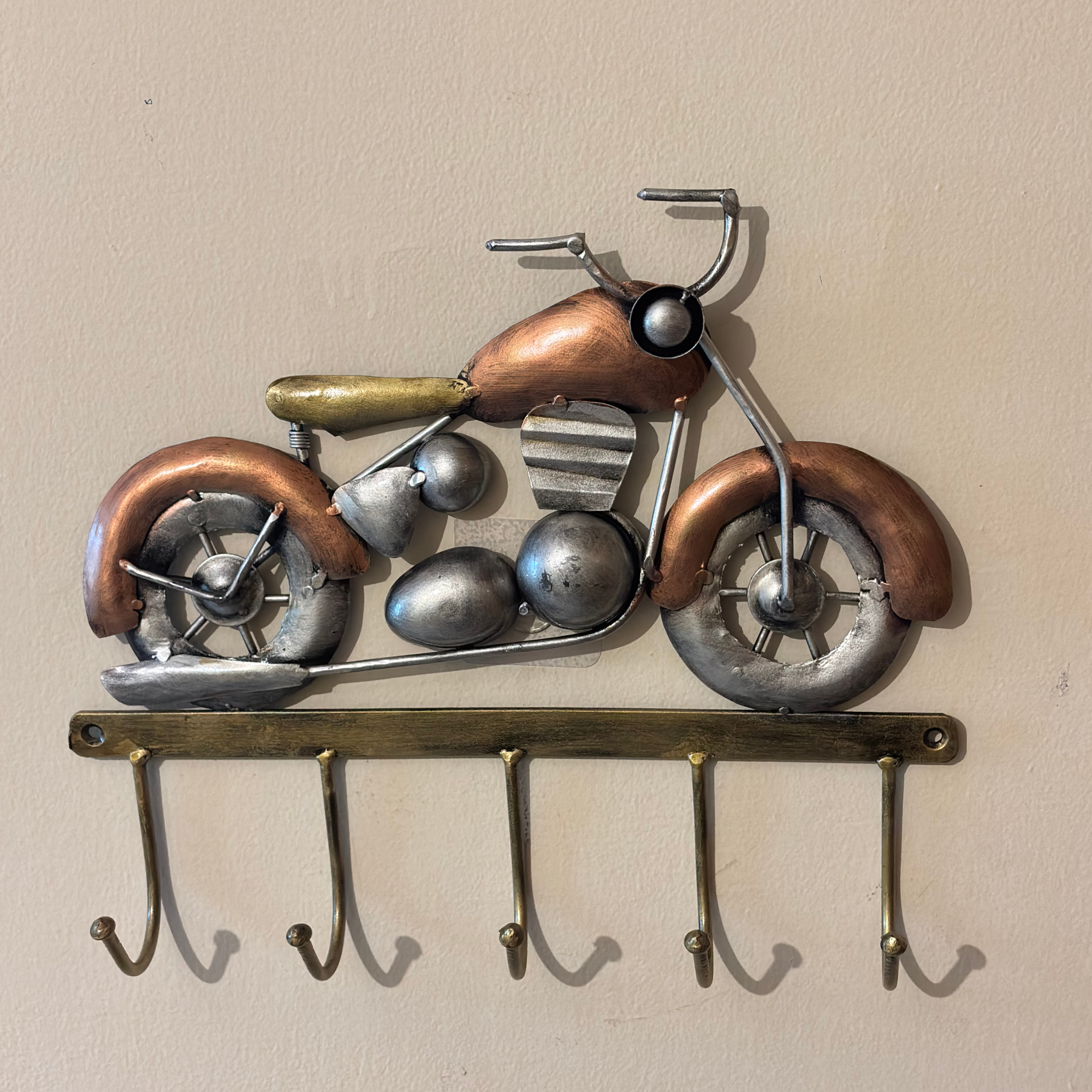Handcrafted Vintage Bike Key Holder – Rustic Metal Motorcycle Wall Hook for Home Decor & Gifting | Gulabi Craft