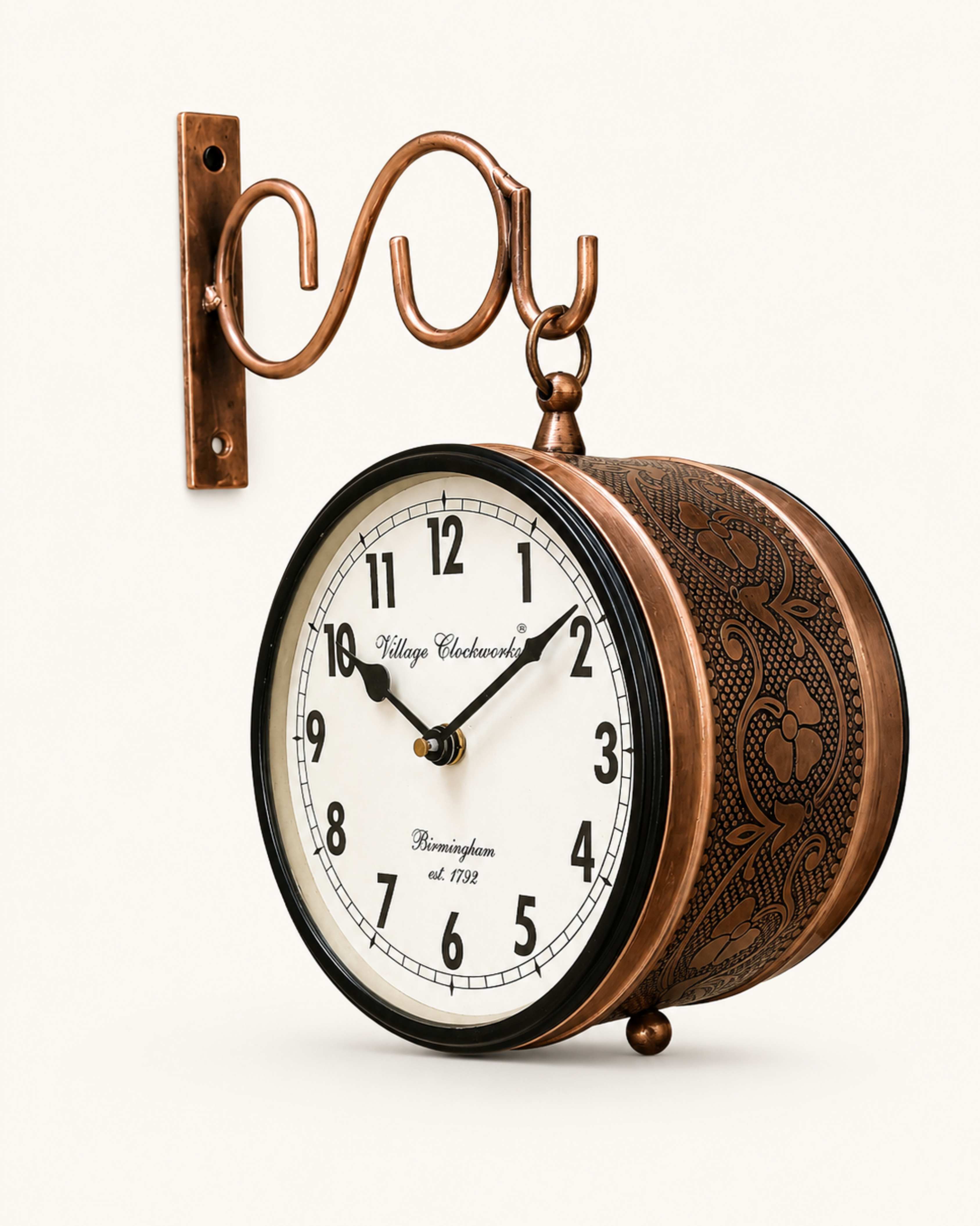 6 Inch Double Face Retro Wall Clock | Antique Silent Station Clock for Living Room Home Decor | Gulabi Craft