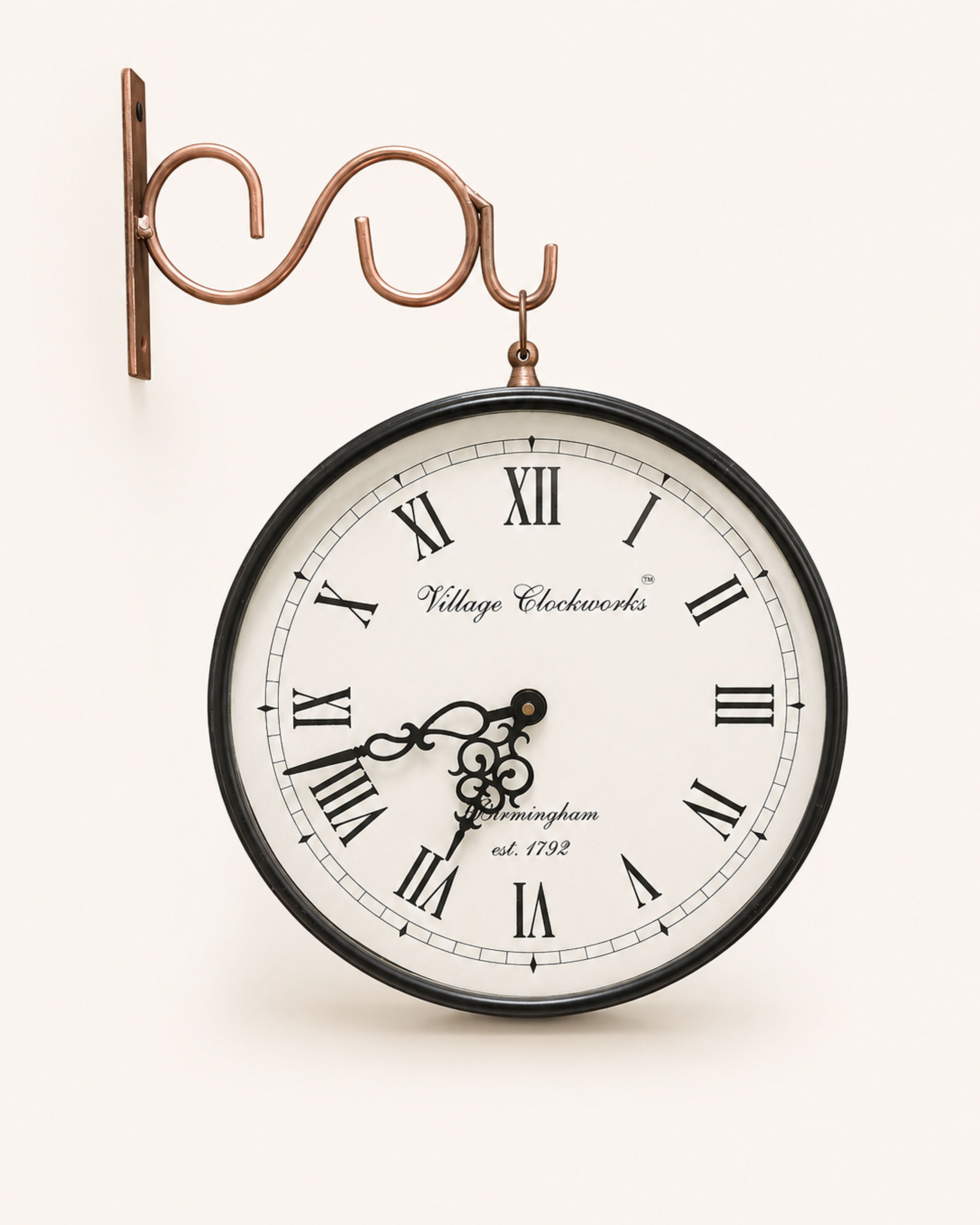 10 Inch Double Face Retro Wall Clock | Antique Dual Roman Numeral Metal Silent Station Clock for Living Room | Gulabi Craft