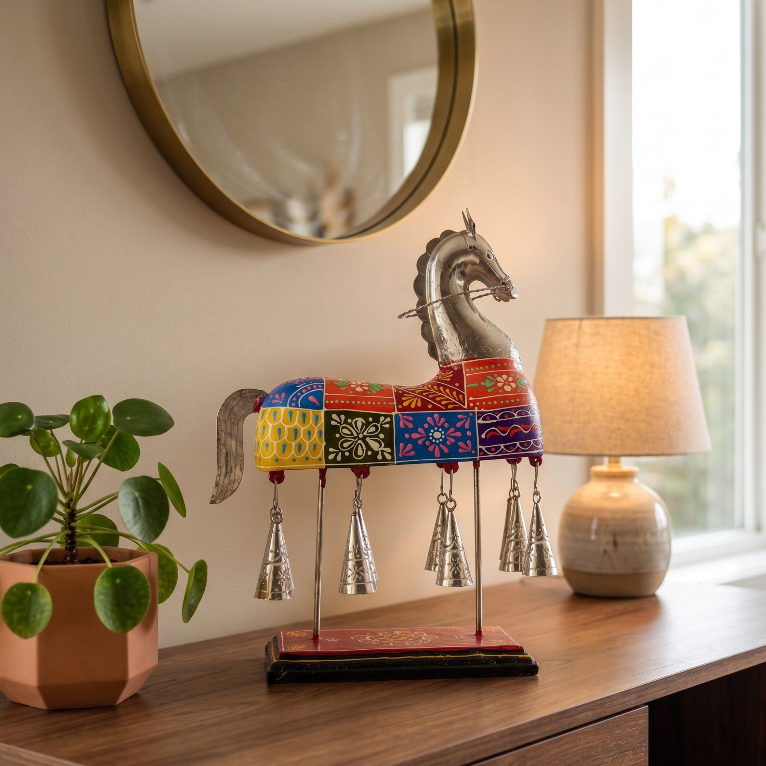 Metal Horse Decor Showpiece – Indian Ethnic Handcrafted Home Decoration