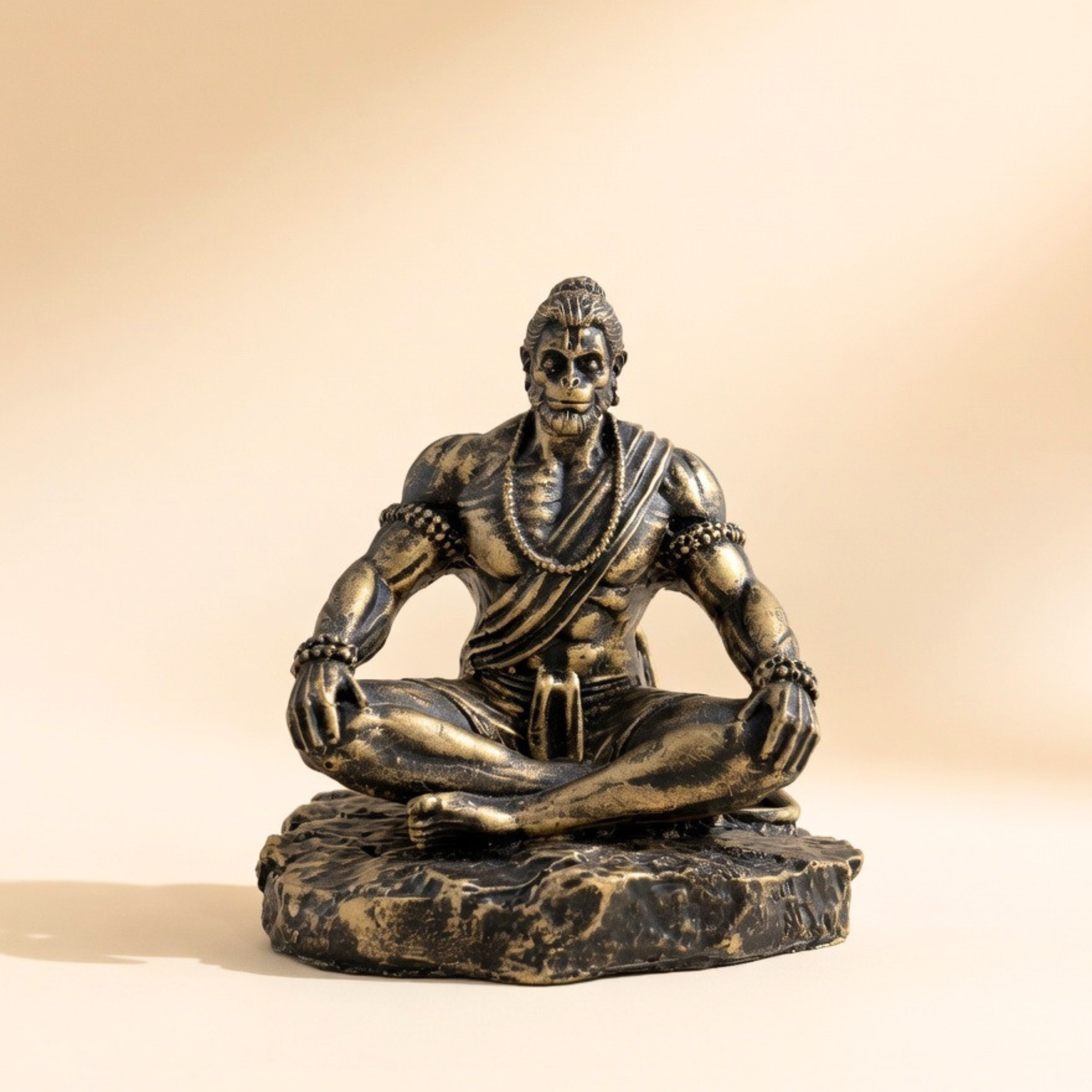 Meditating Hanuman Idol Statue – Spiritual Resin Home Decor