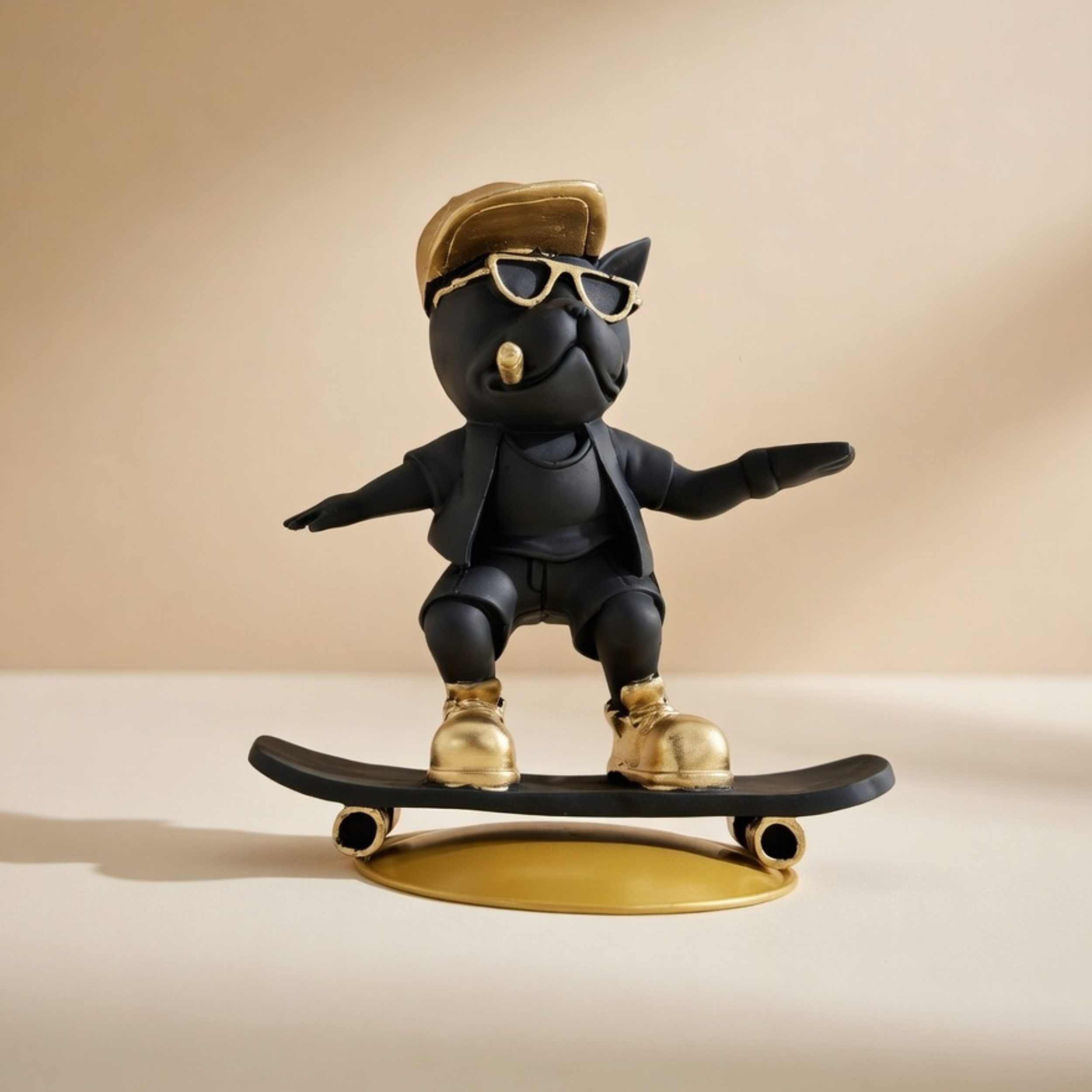 Cool Skateboarding Bulldog Figurine – Modern Resin Home Decor