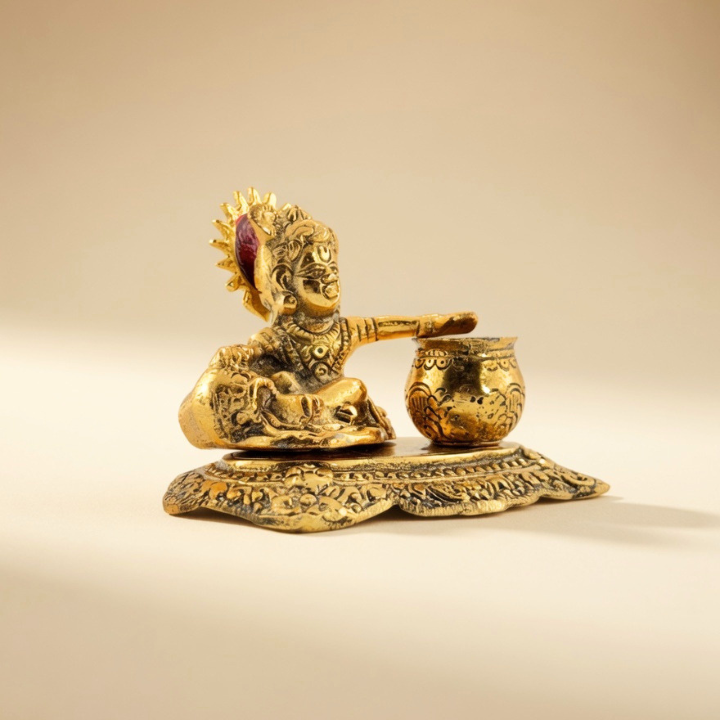 Handcrafted Matka Gopal Idol – Antique Gold Laddu Gopal Krishna for Pooja Room &Premium Gifting | Gulabi Craft