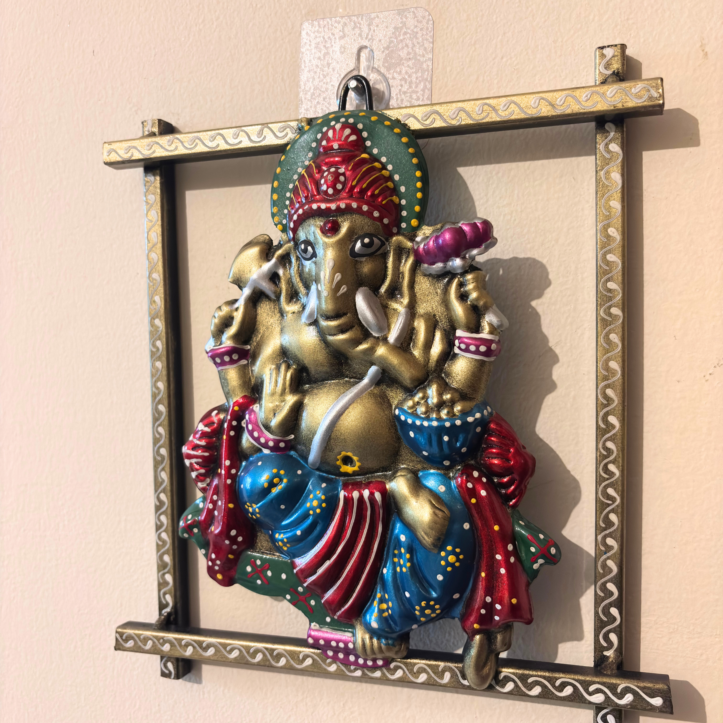 Handcrafted Ganesha Wall Frame – Metal Lord Ganesh Art for Pooja Room, Home Decor & Gifting | Gulabi Craft