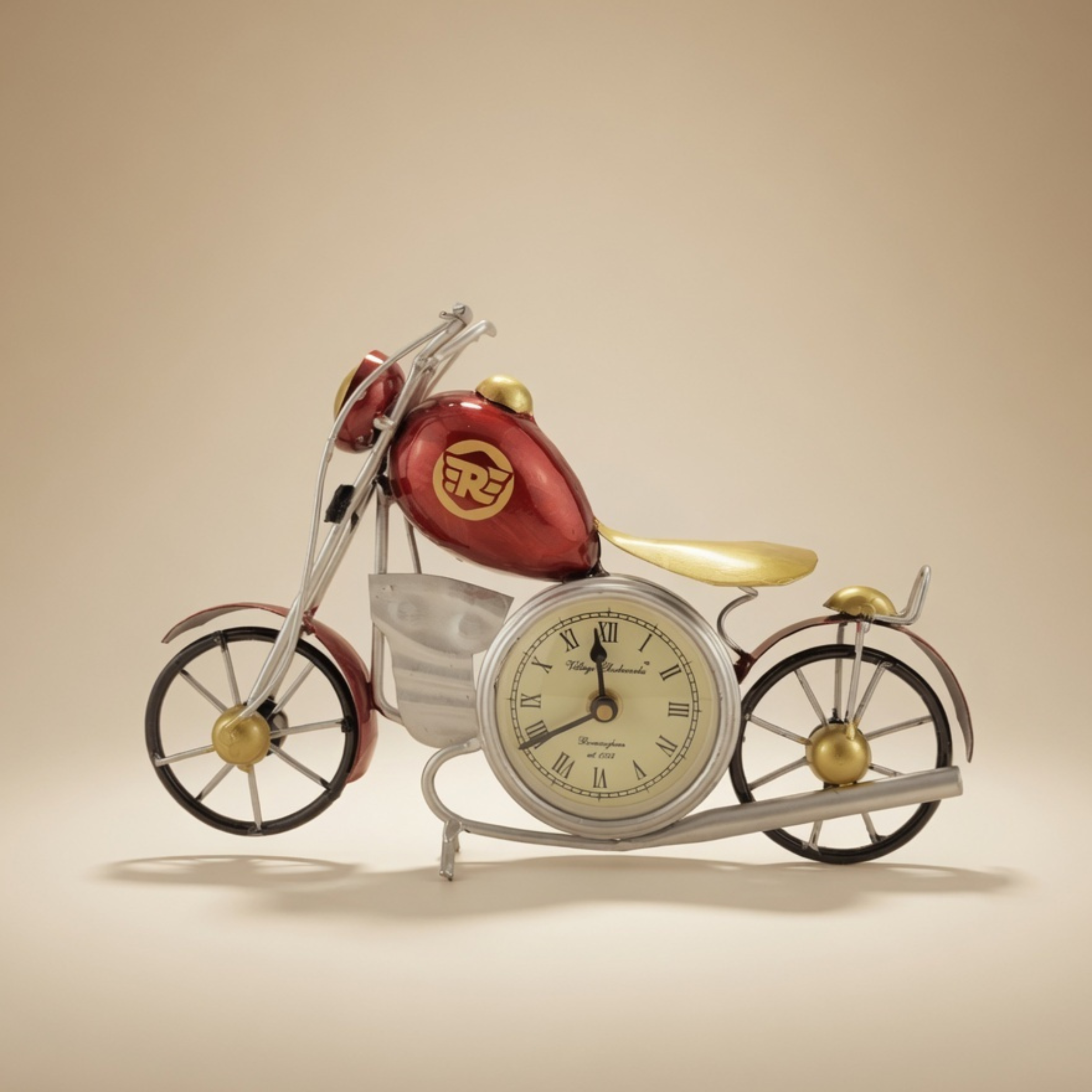 Handmade Metal Motorcycle Table Clock – Vintage Home Decor