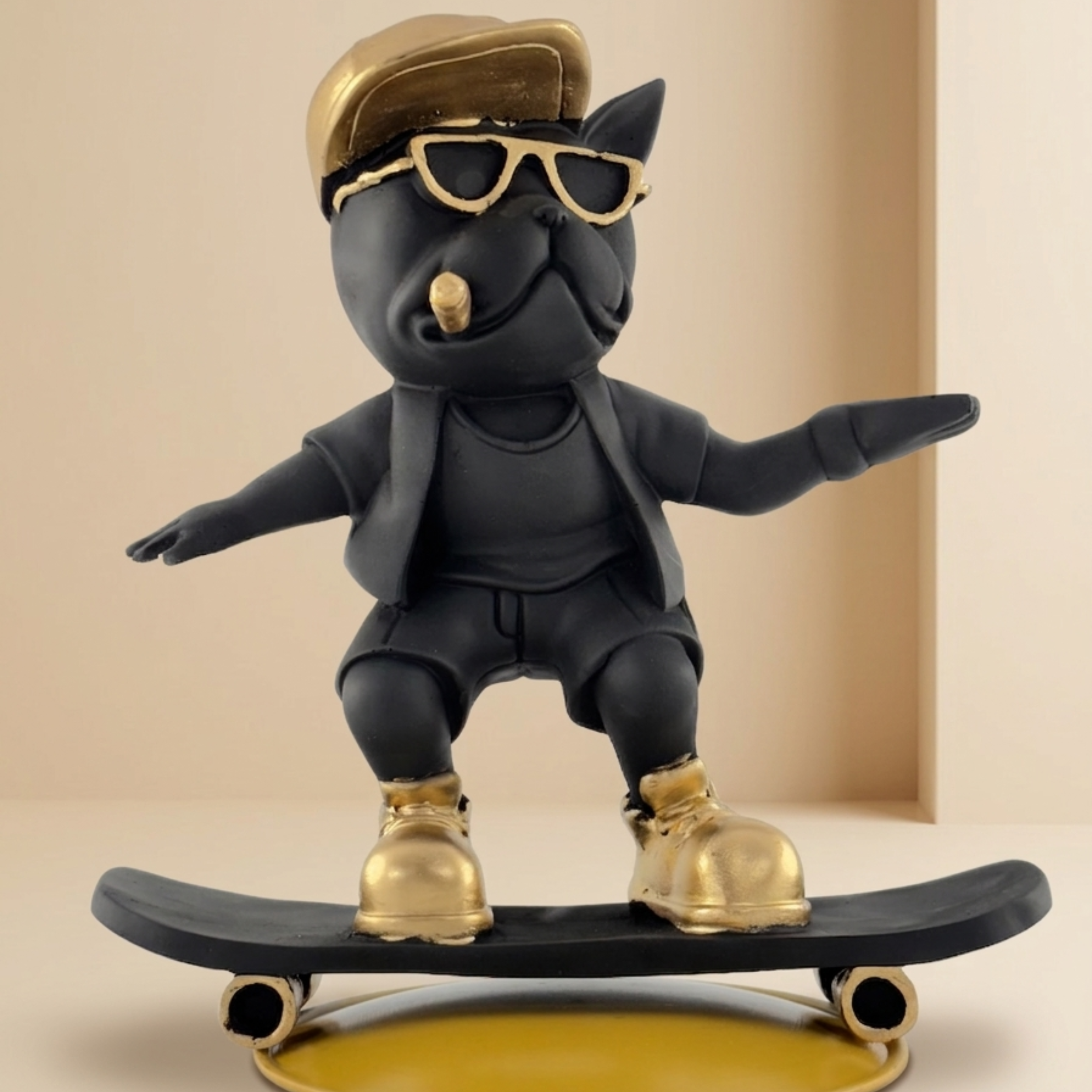 Cool Skateboarding Bulldog Figurine – Modern Resin Home Decor