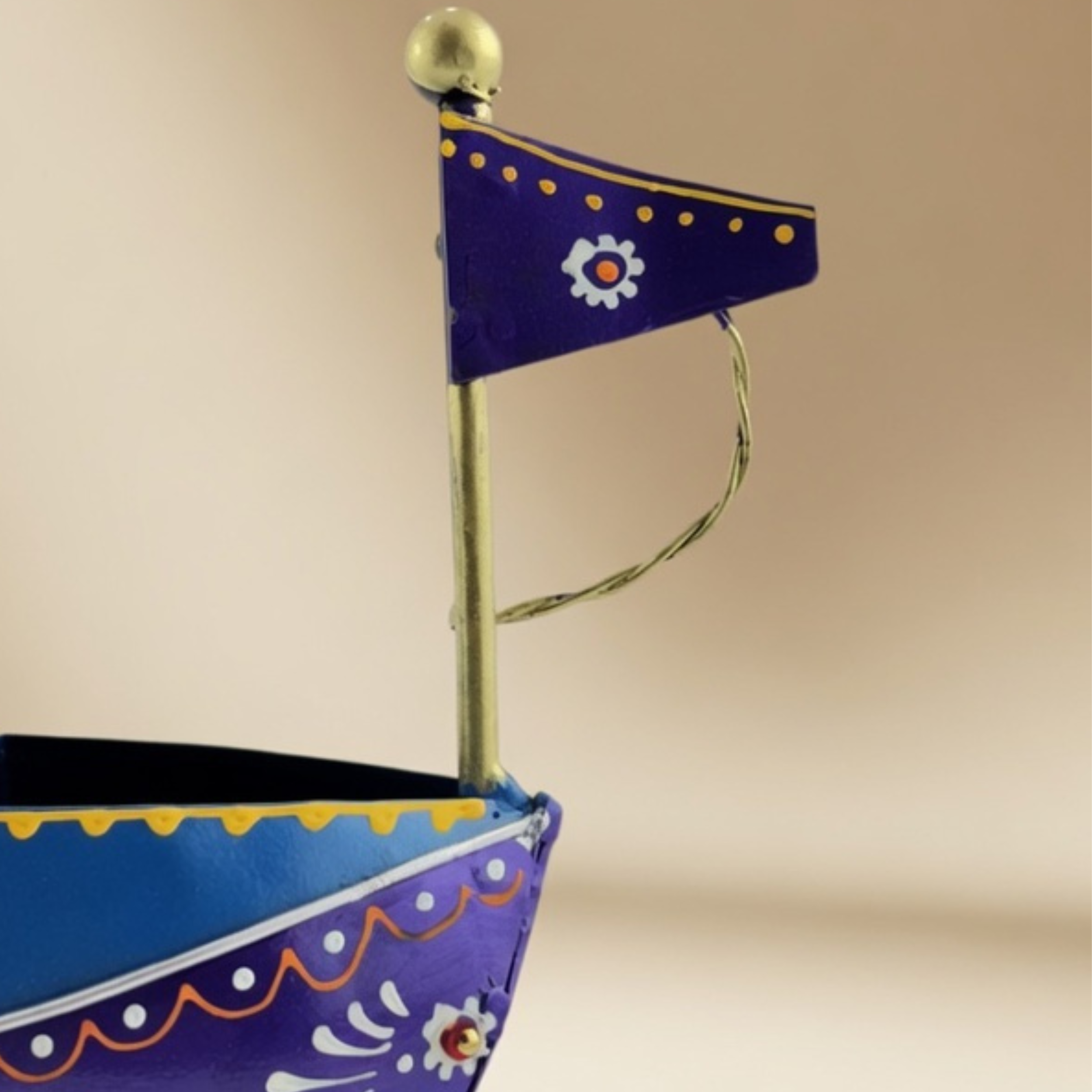 Handmade Metal Boat Desk Organizer Pen Holder | Decorative Office Table Decor