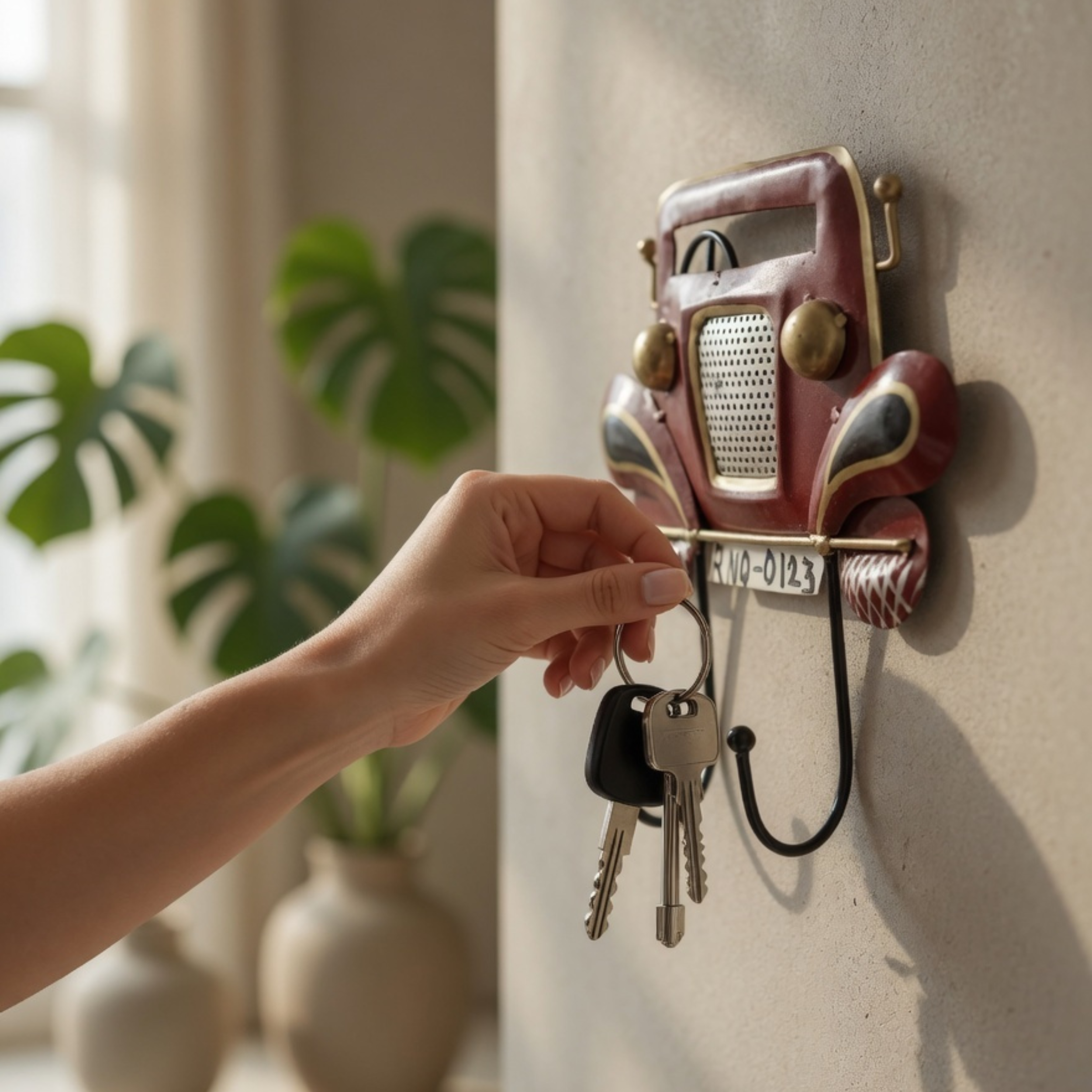 Handcrafted Vintage Car Key Holder – Retro Metal Wall Hook for Entryway Decor & Gifting | Gulabi Craft