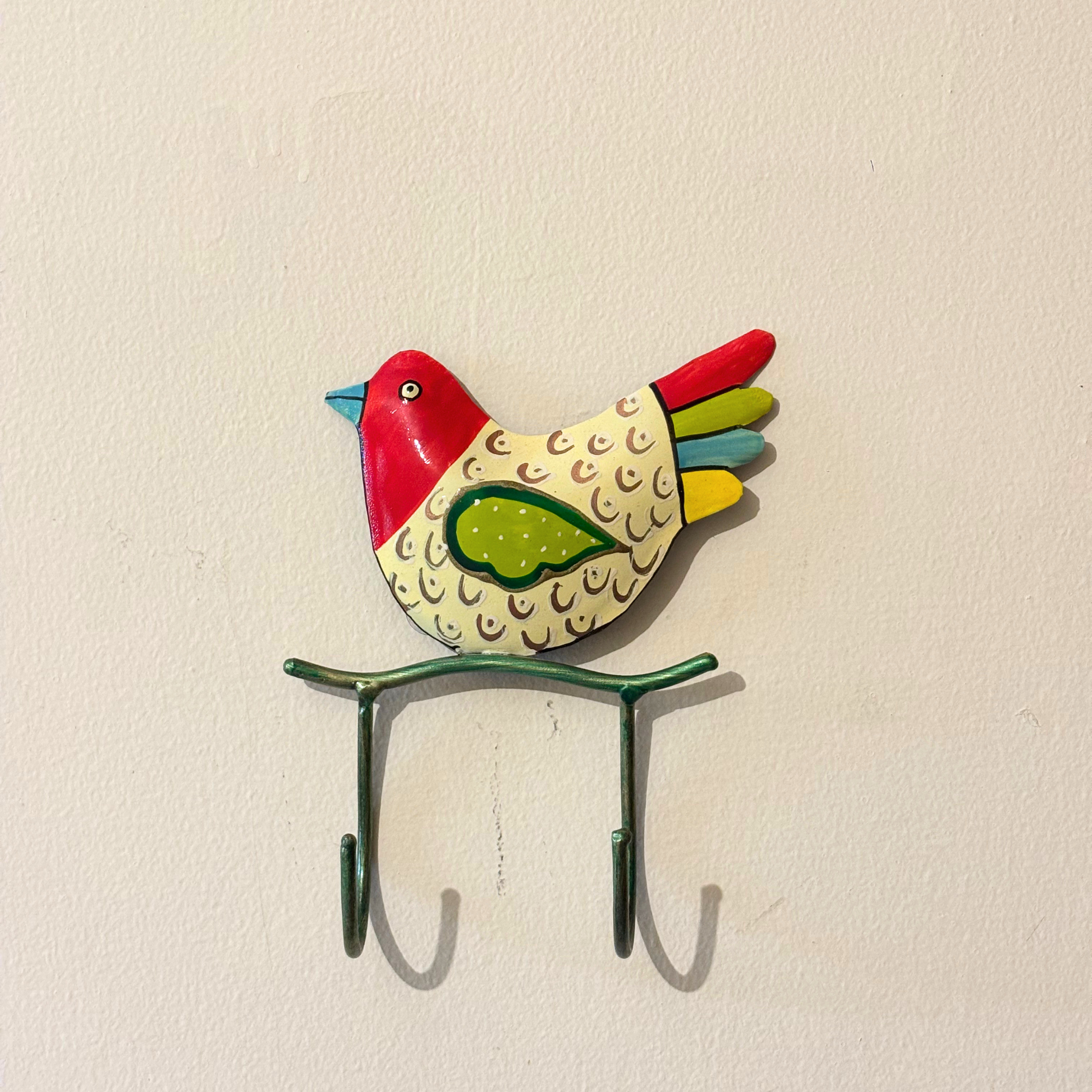 Handcrafted Multicolour Bird Key Holder – Metal Wall Hook for Entryway Decor & Gifting | Gulabi Craft