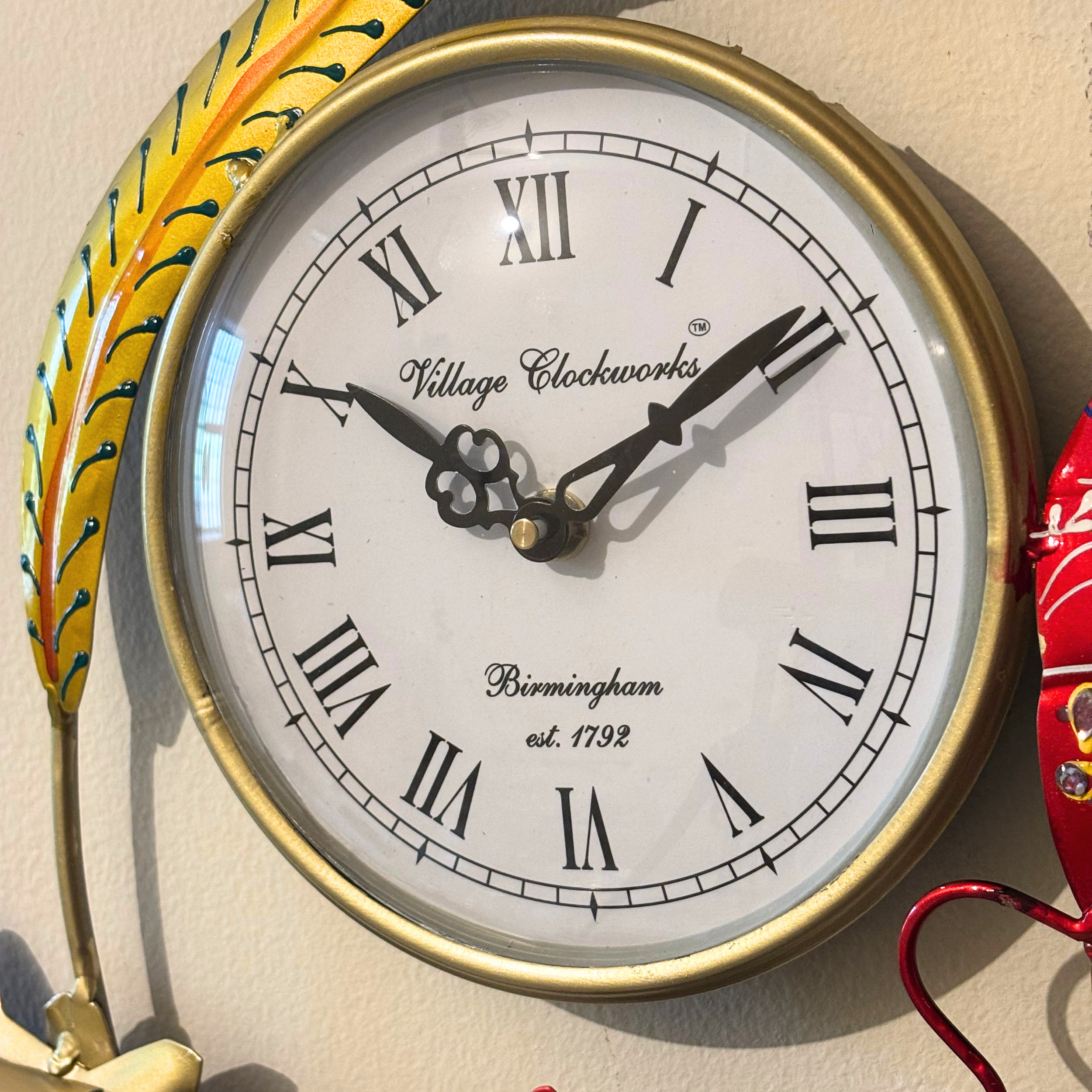 Handcrafted Colour Krishna Wall Clock – Metal Wall Art Decor for Living Room & Vastu Gifting | Gulabi Craft