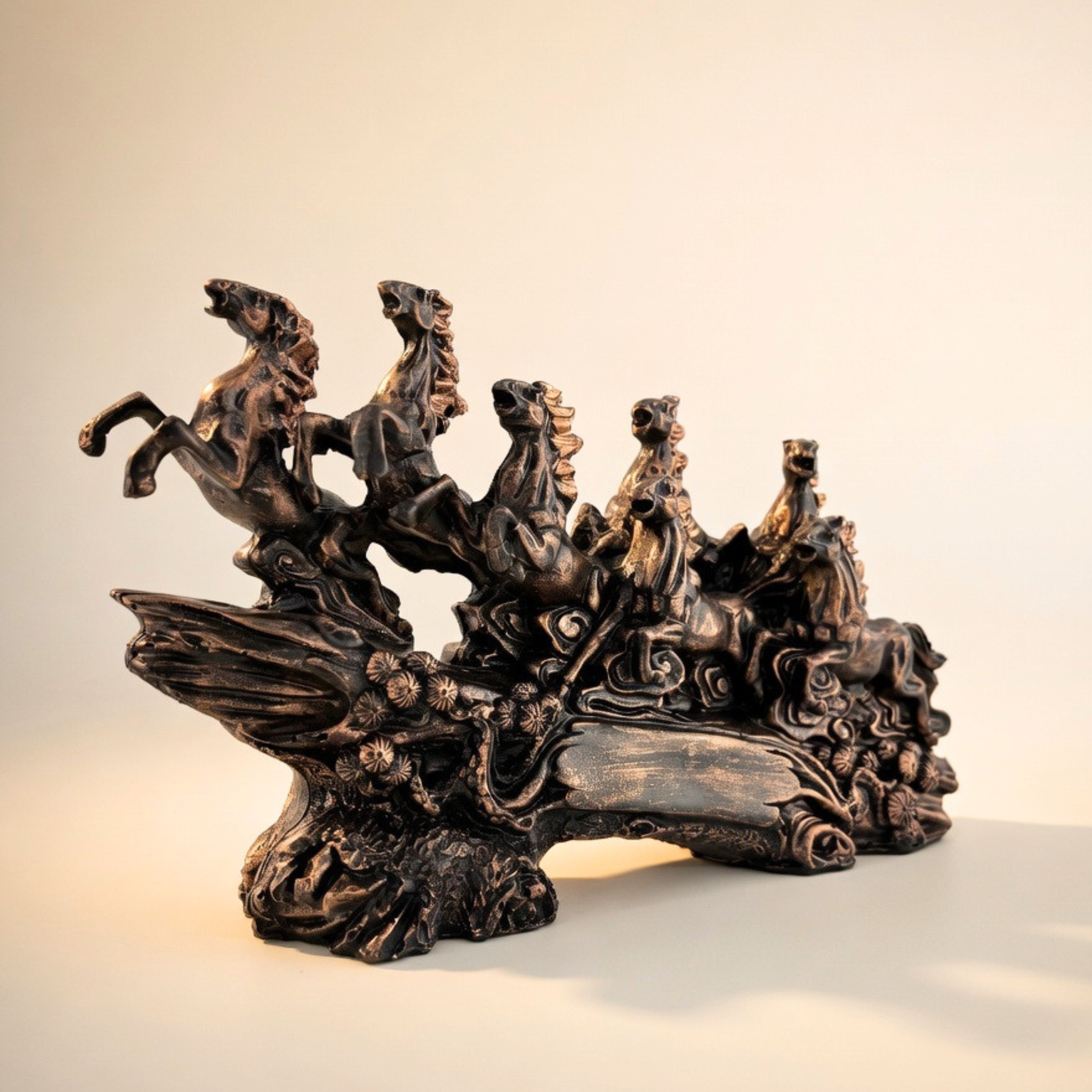 7 Running Horses Showpiece – Antique Bronze Vastu Table Decor for Success & Gifting | Gulabi Craft