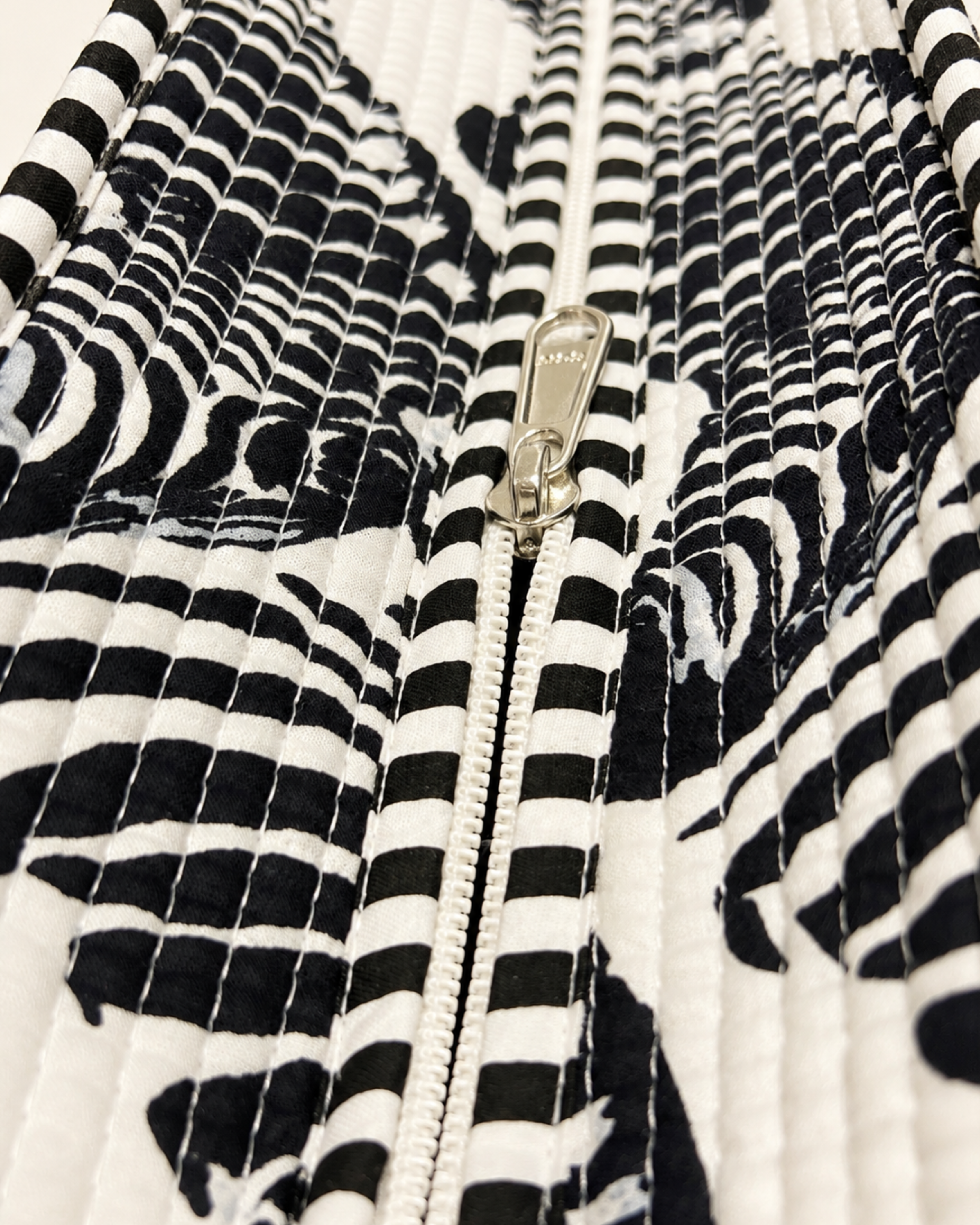 Classic Black and White Zebra Quilted Canvas Tote Bag | Handcrafted Cotton Shoulder Bag with Inner Pocket | Gulabi Craft