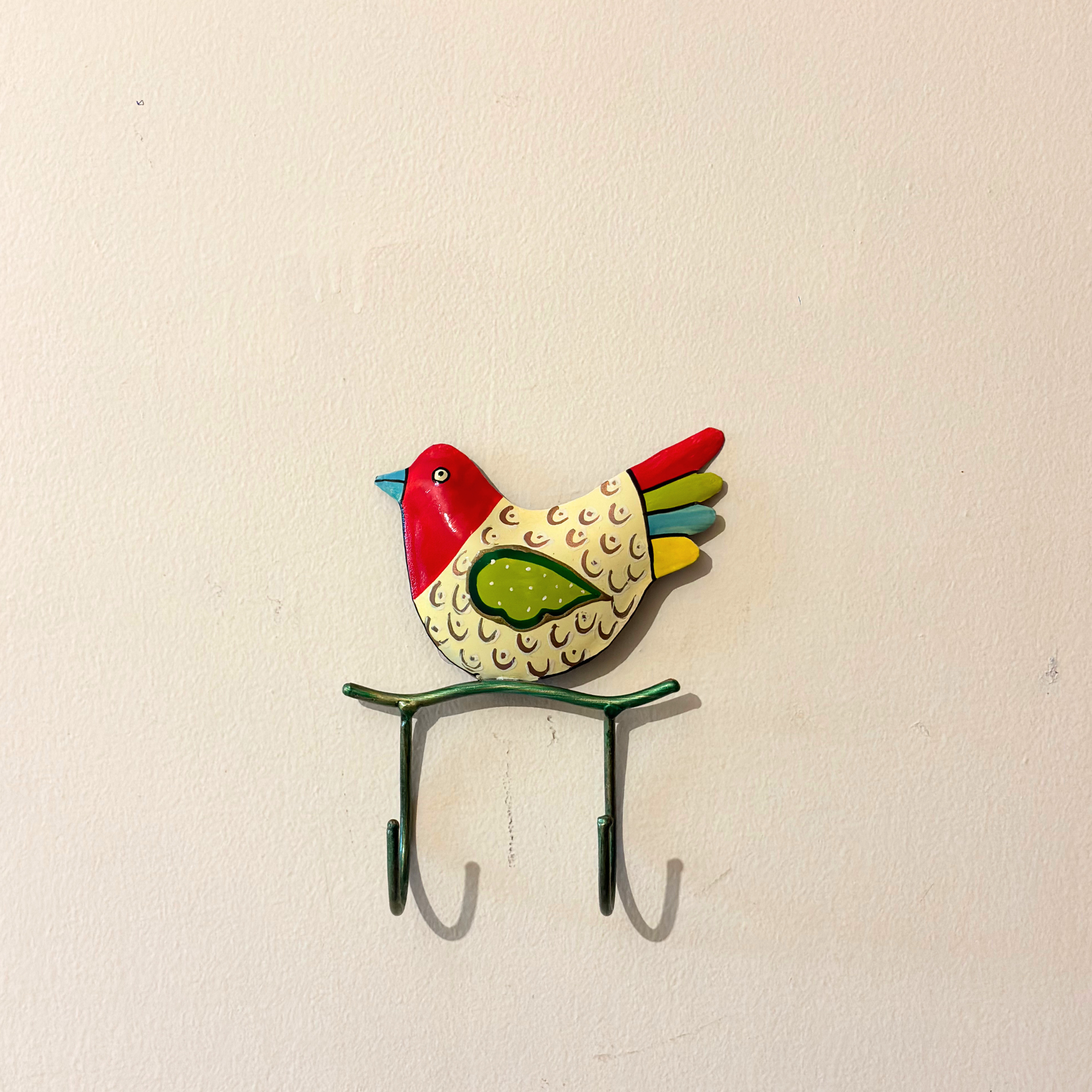 Handcrafted Multicolour Bird Key Holder – Metal Wall Hook for Entryway Decor & Gifting | Gulabi Craft