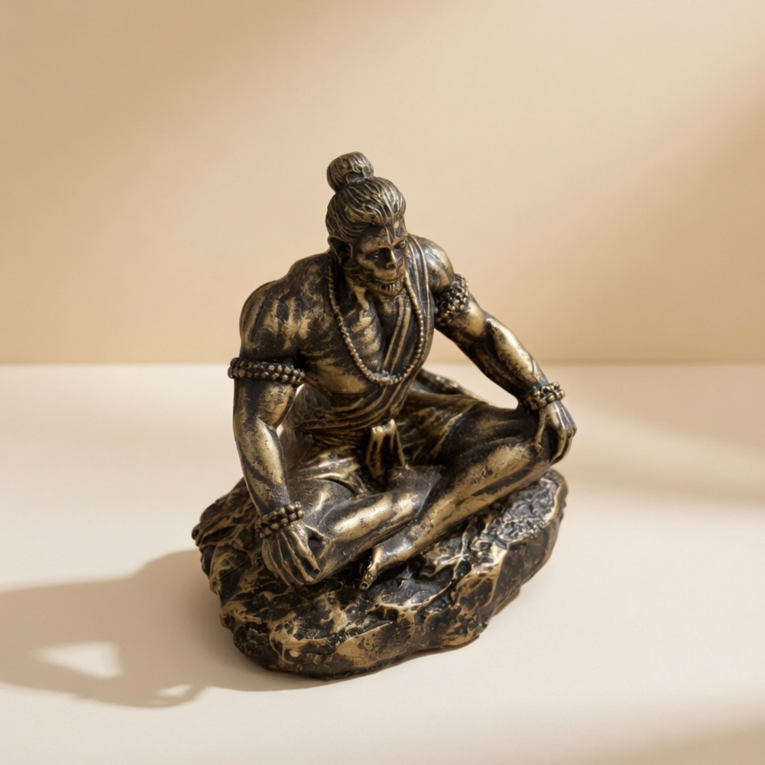 Meditating Hanuman Idol Statue – Spiritual Resin Home Decor