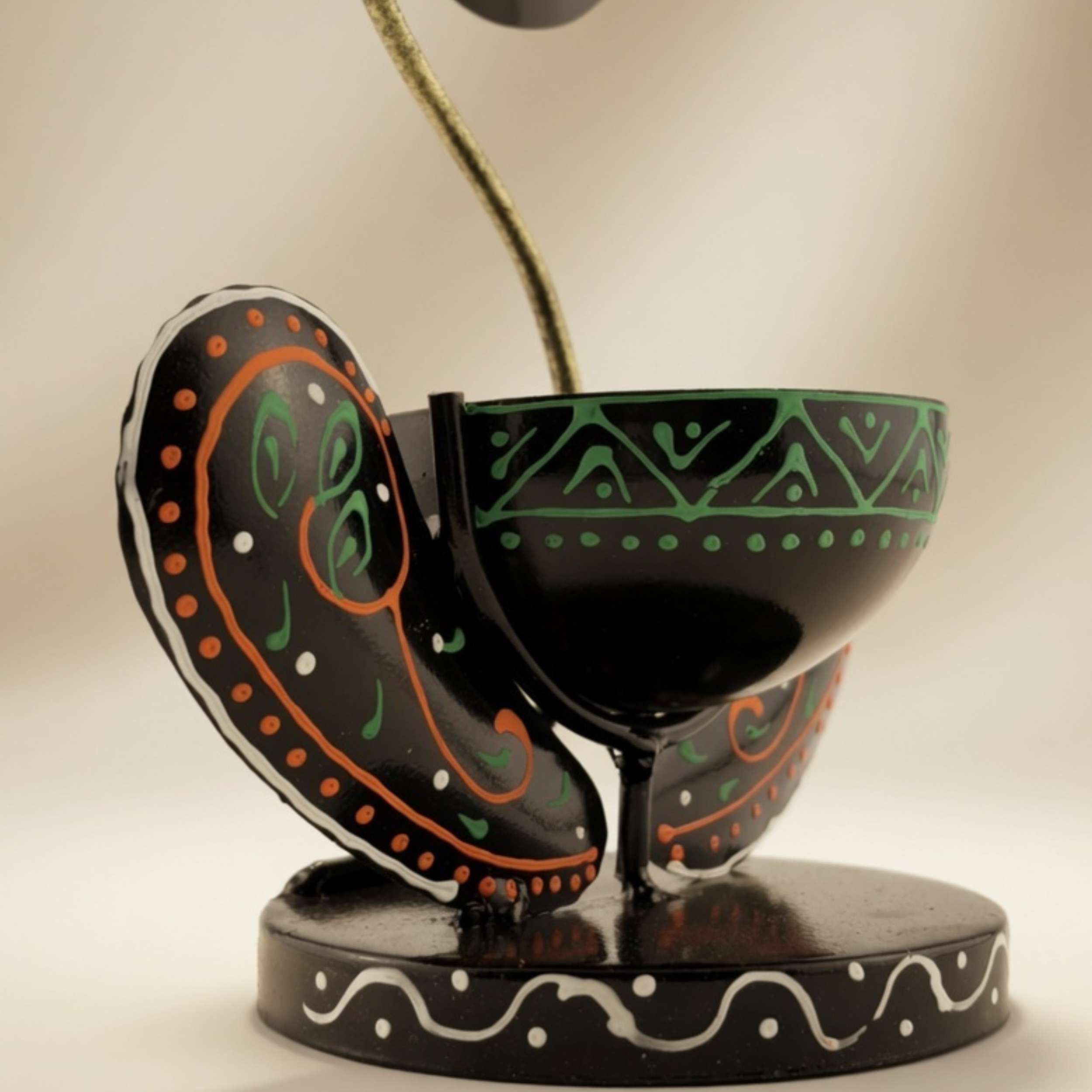 Handcrafted Ganesha Tea Light Holder – Black Metal Spiritual Table Decor & Gifting | Gulabi Craft