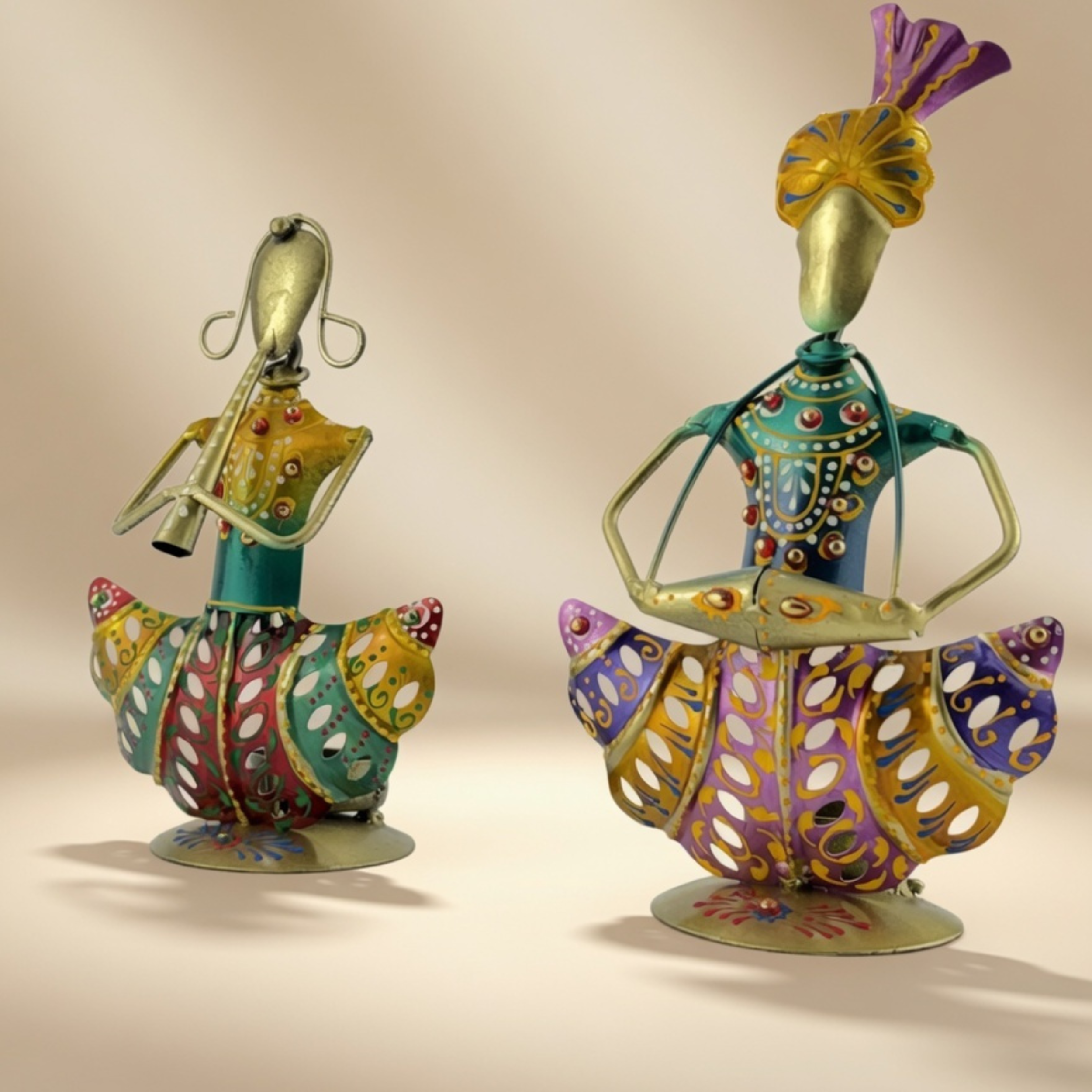 Handmade Metal Musician Figurine Set – Traditional Home Decor