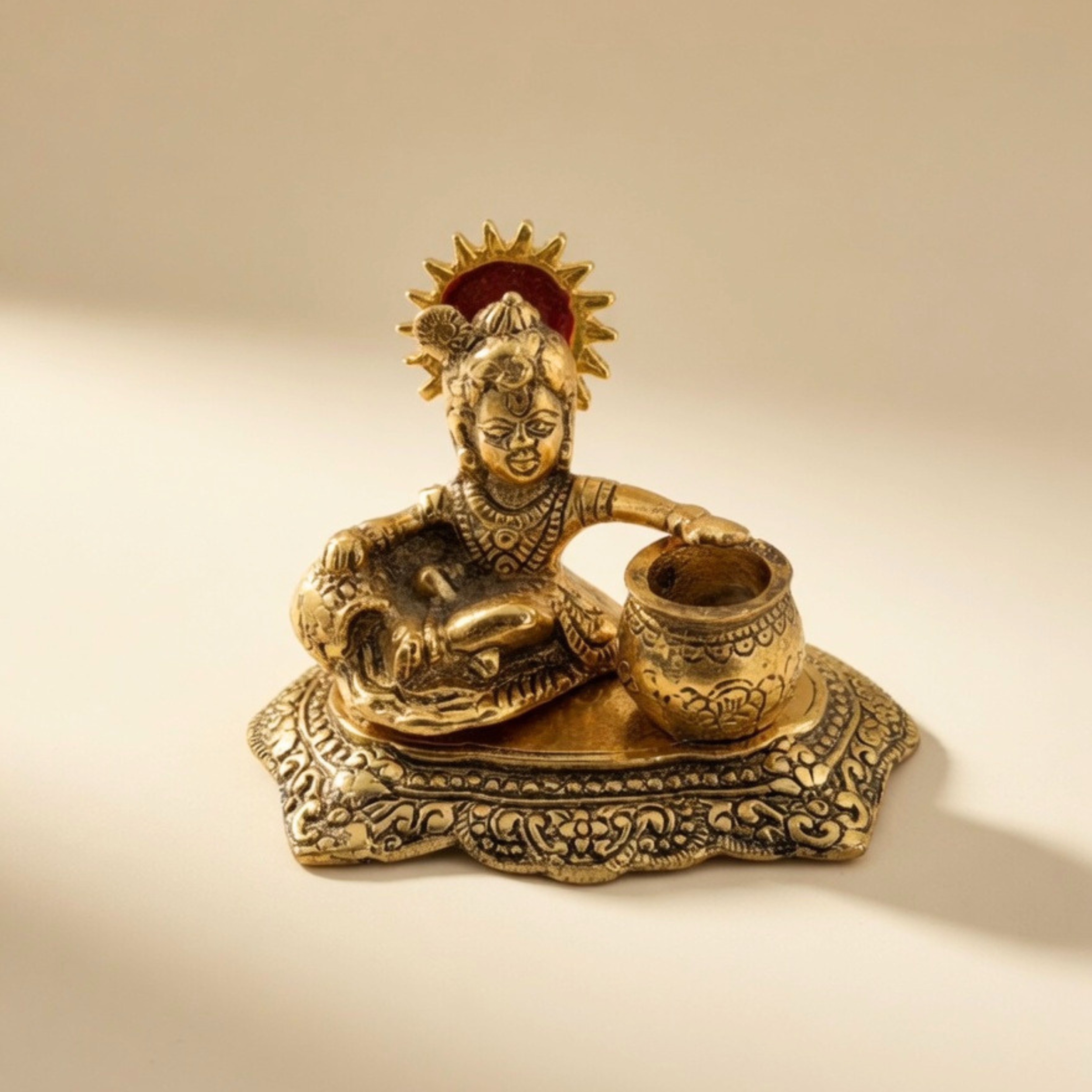 Handcrafted Matka Gopal Idol – Antique Gold Laddu Gopal Krishna for Pooja Room &Premium Gifting | Gulabi Craft