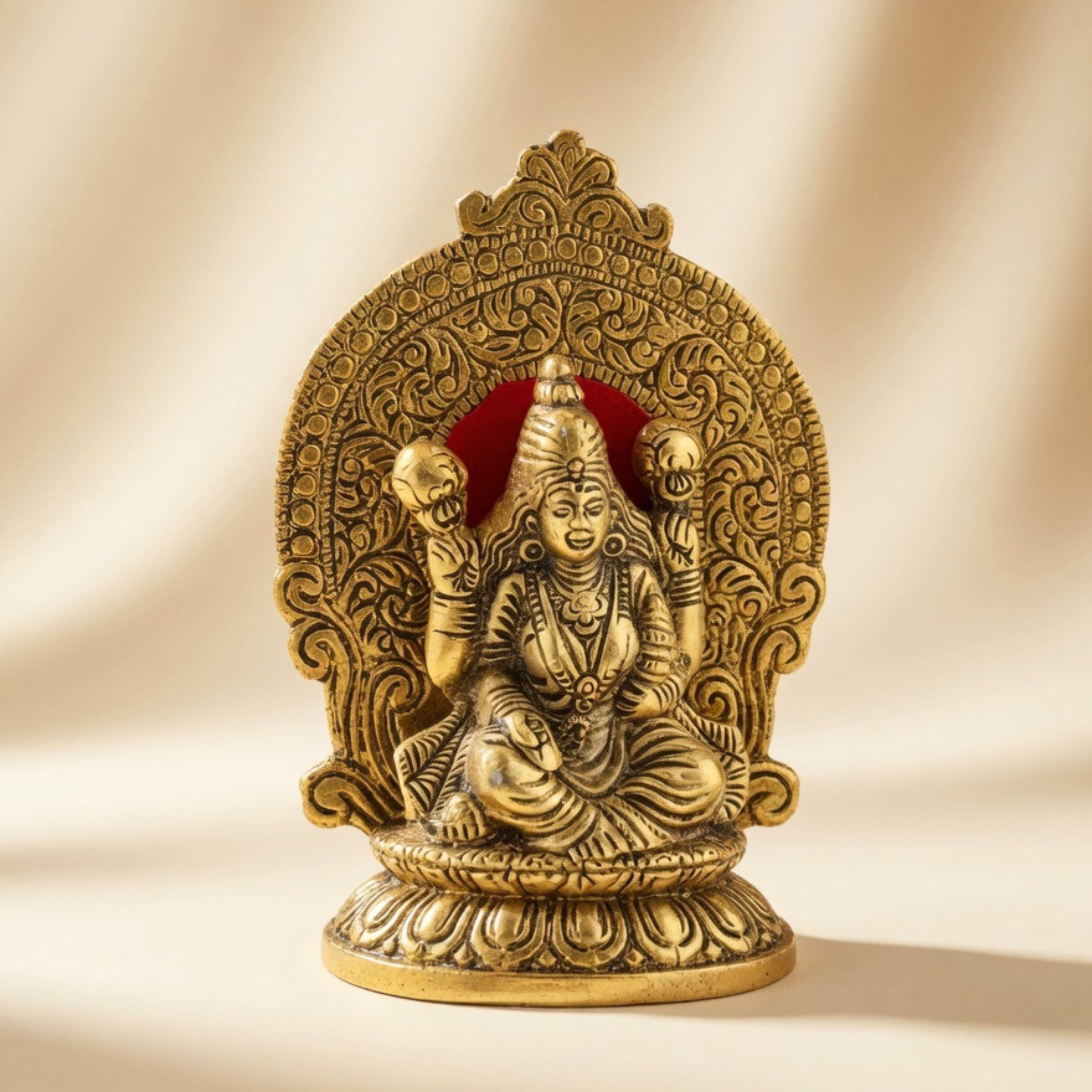 Gulabi Craft Kamal Mehrab Laxmi Ganesha Idol Set – Antique Gold Finish Pooja Room Decor & Auspicious Gift Item
