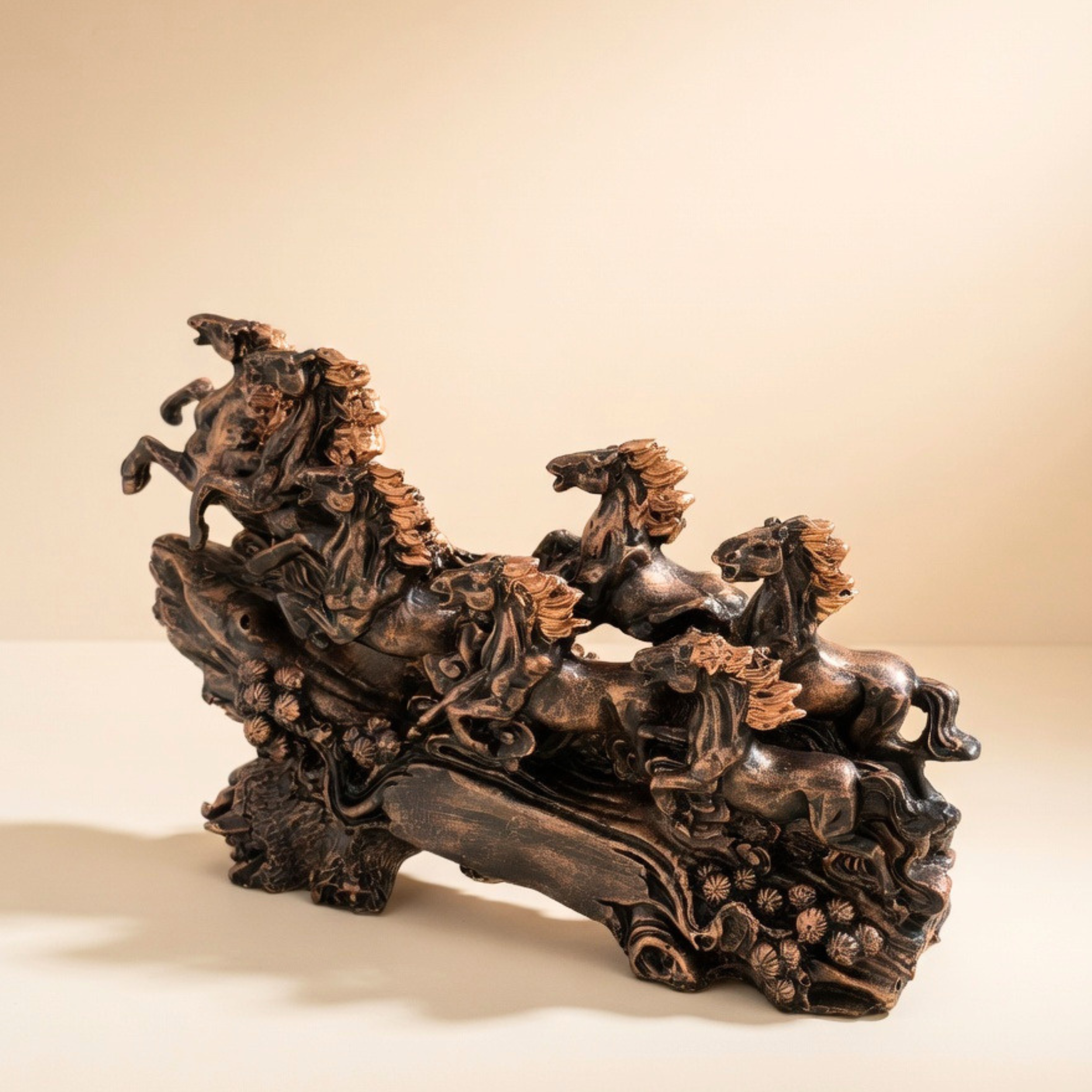 7 Running Horses Showpiece – Antique Bronze Vastu Table Decor for Success & Gifting | Gulabi Craft