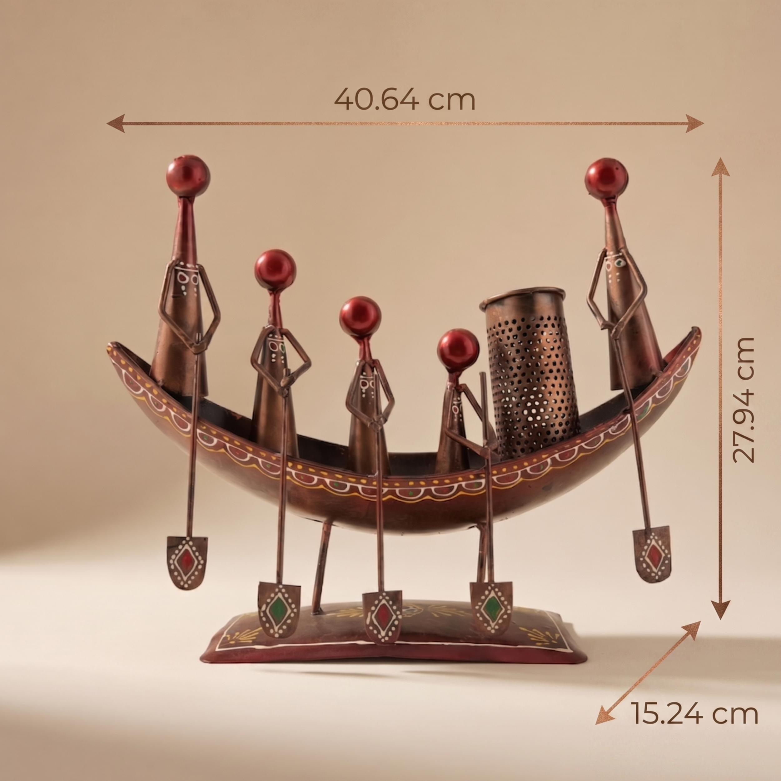 Handmade Metal Tribal Pen Holder – Artistic Desk Organizer Decor