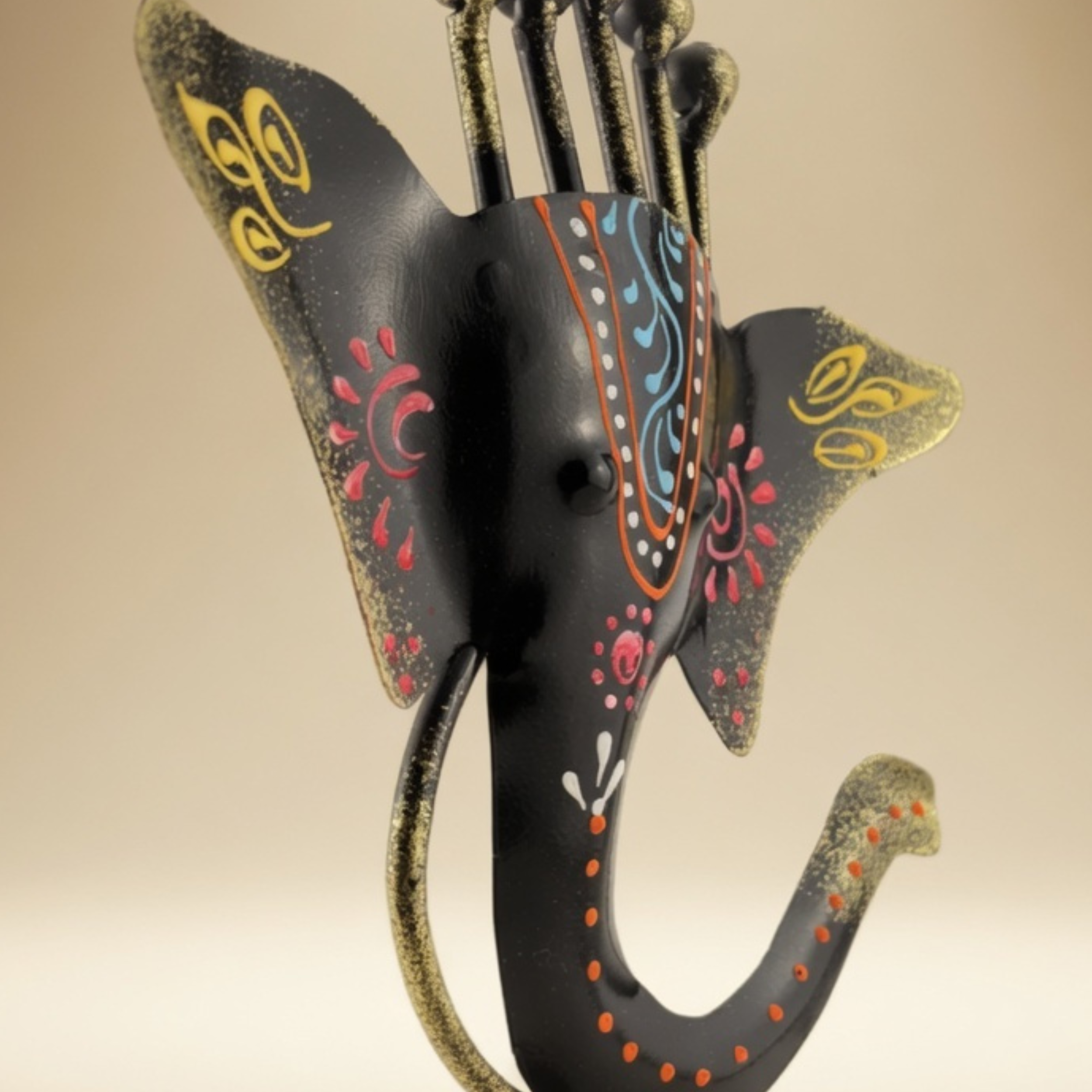 Handcrafted Ganesha Tea Light Holder – Black Metal Spiritual Table Decor & Gifting | Gulabi Craft