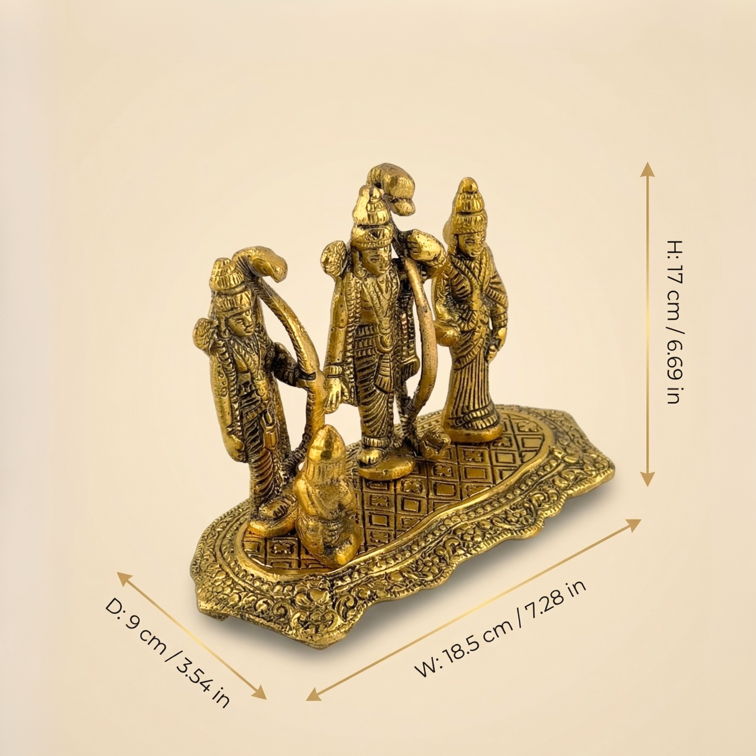 Handcrafted Ram Darbar Idol (Classic Edition) – Antique Gold Metal Statue for Pooja & Home Decor | Gulabi Craft
