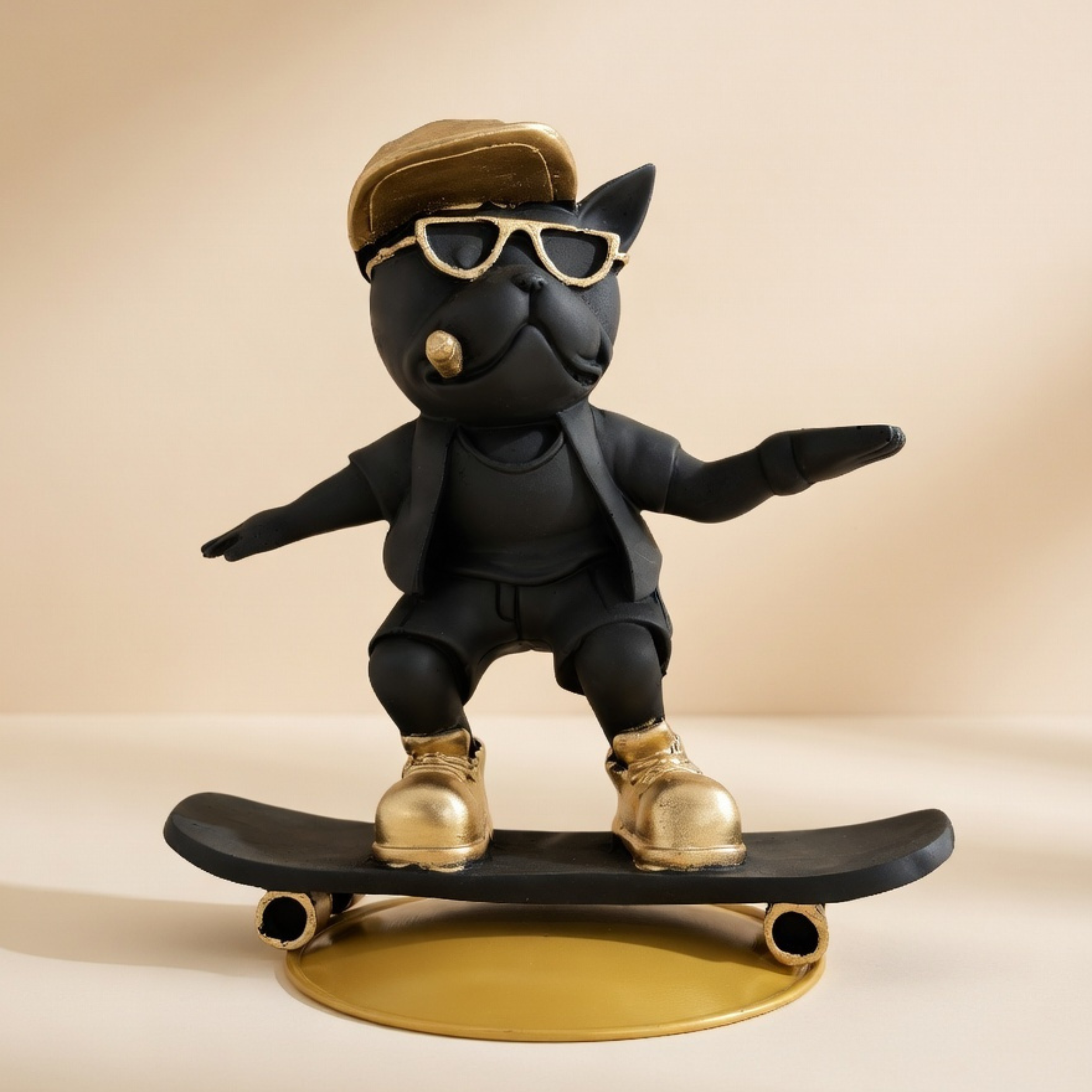 Cool Skateboarding Bulldog Figurine – Modern Resin Home Decor