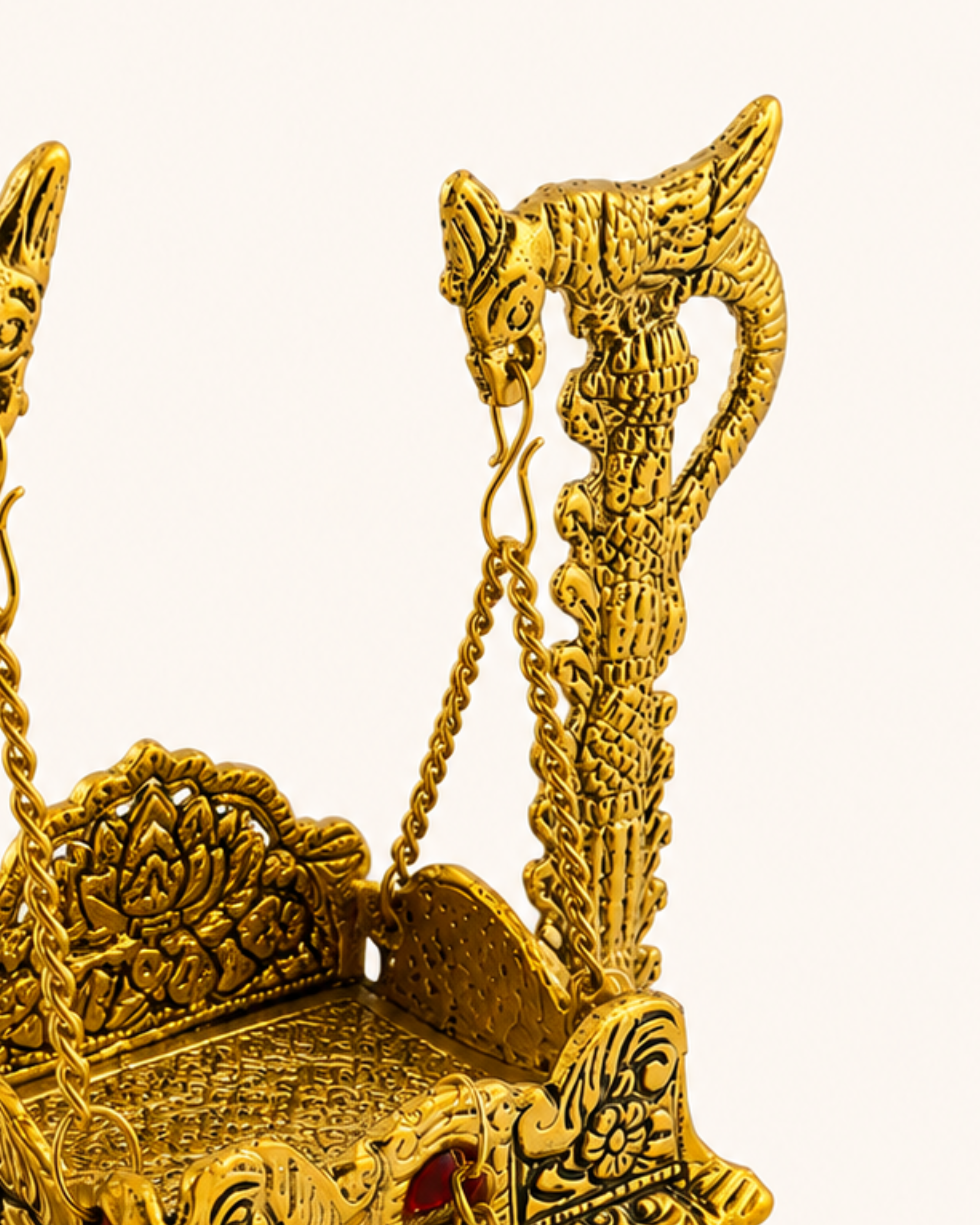 Gulabi Craft Handcrafted Parrot Krishna Jhula – Golden Laddu Gopal Swing Idol for Pooja Decor & Premium Gift Item