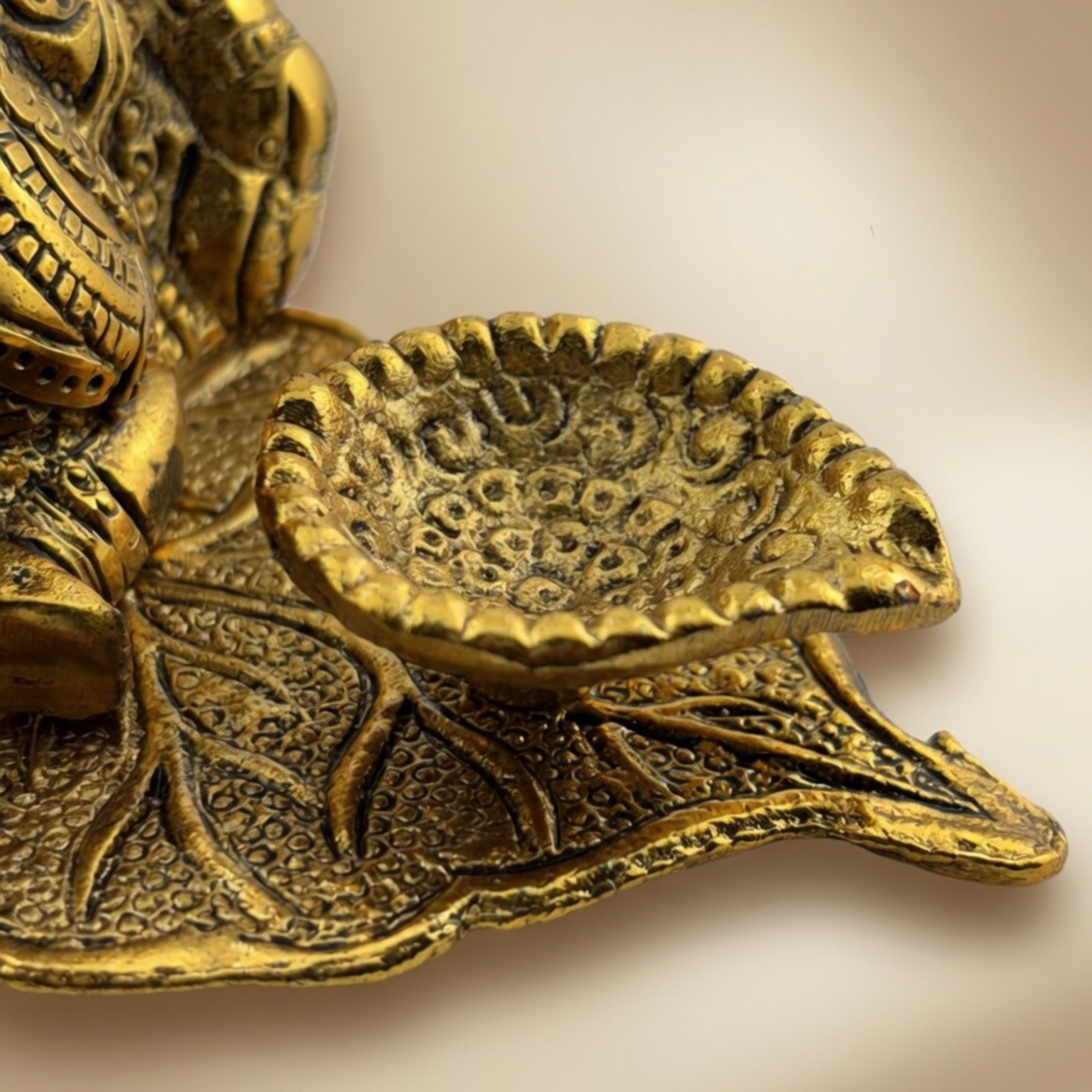 Handcrafted Lord Kuber Deepak – Antique Gold Metal Diya for Pooja Room Decor & Festive Gifting |Gulabi Craft
