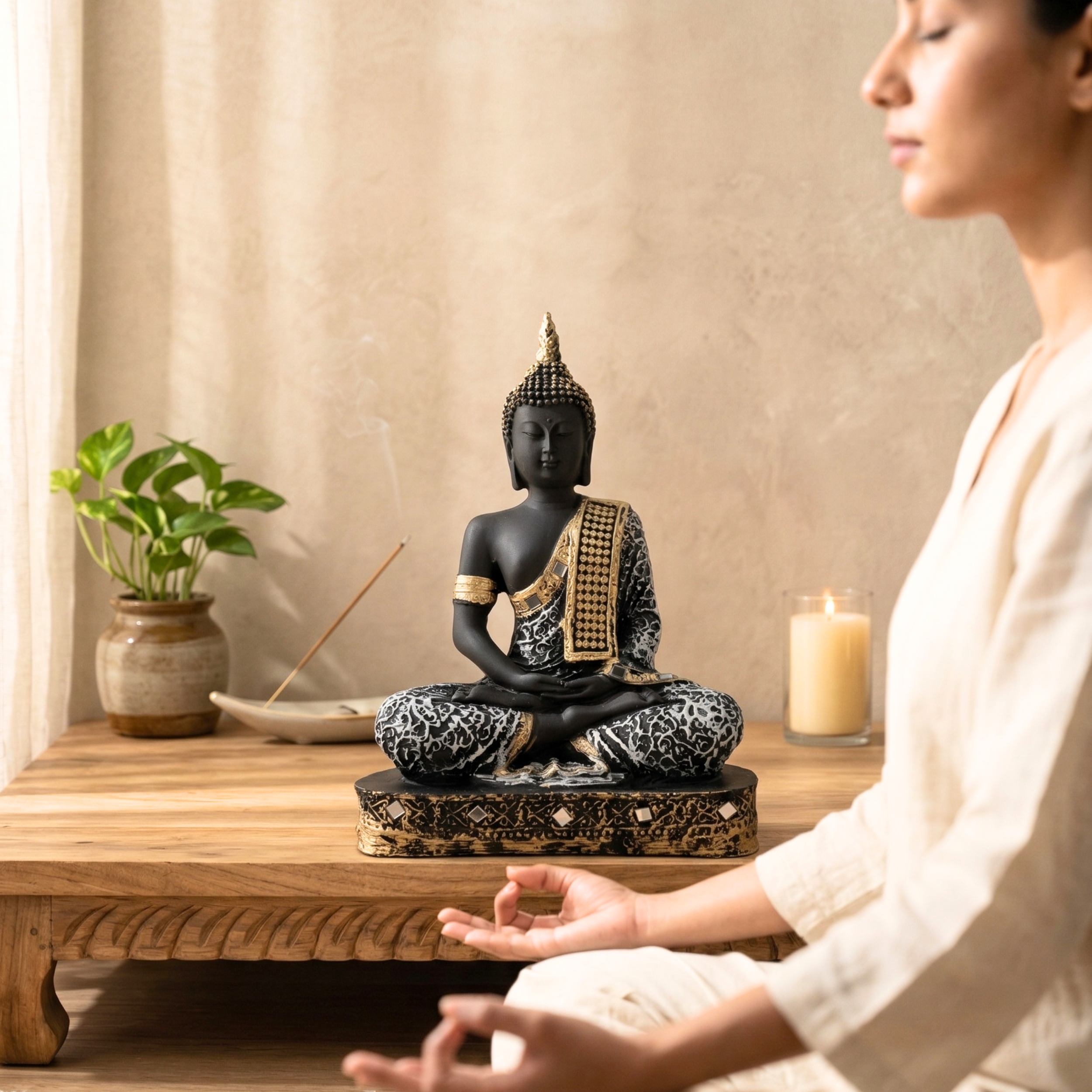 Handcrafted Meditating Buddha Statue – Peaceful Home Decor Idol