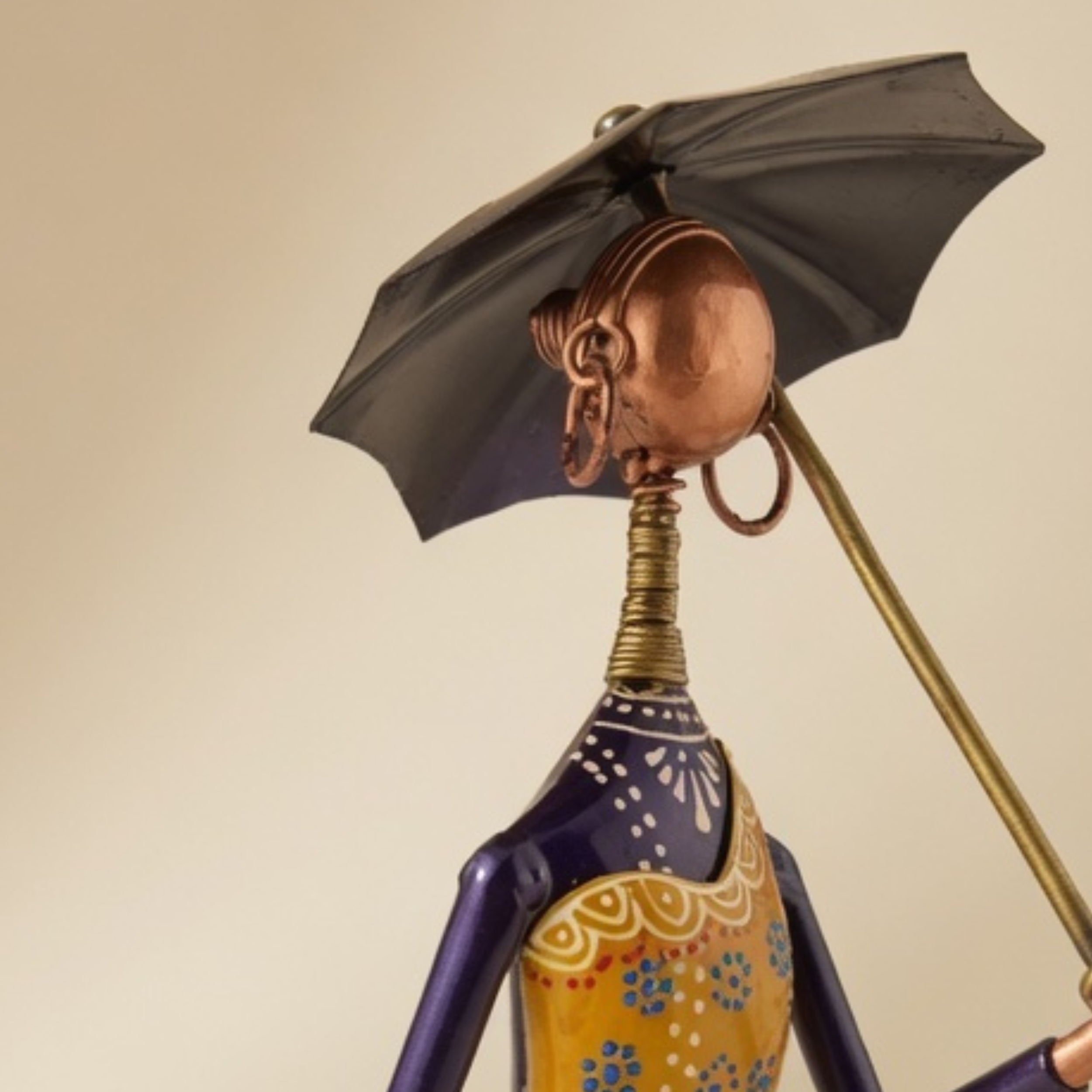 Handmade Metal Couple Showpiece Set – Tribal Home Decor Figurines