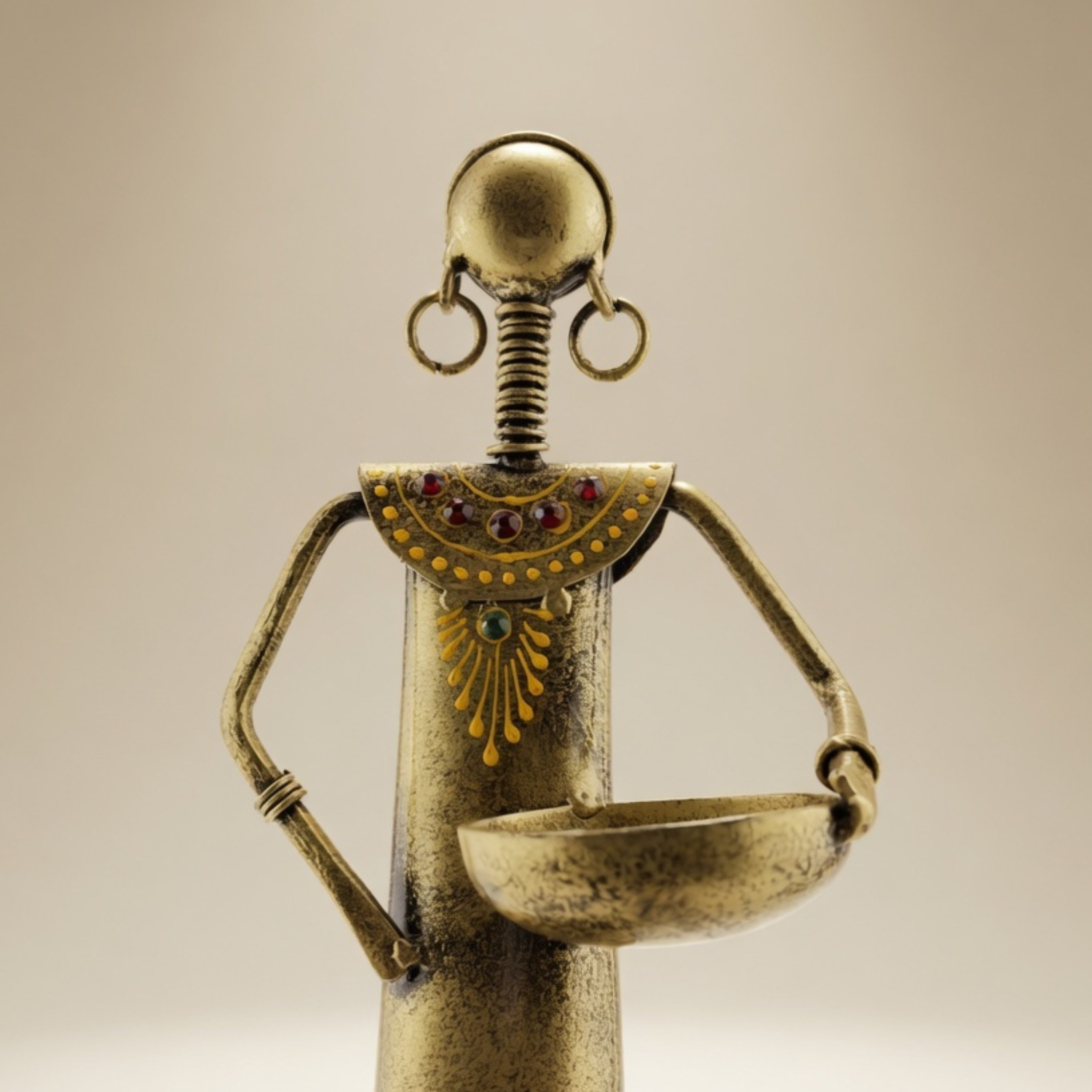 Handcrafted Labour Lady Showpiece Set of 4 – Vintage Metal Tribal Home Decor Table Figurines | Gulabi Craft