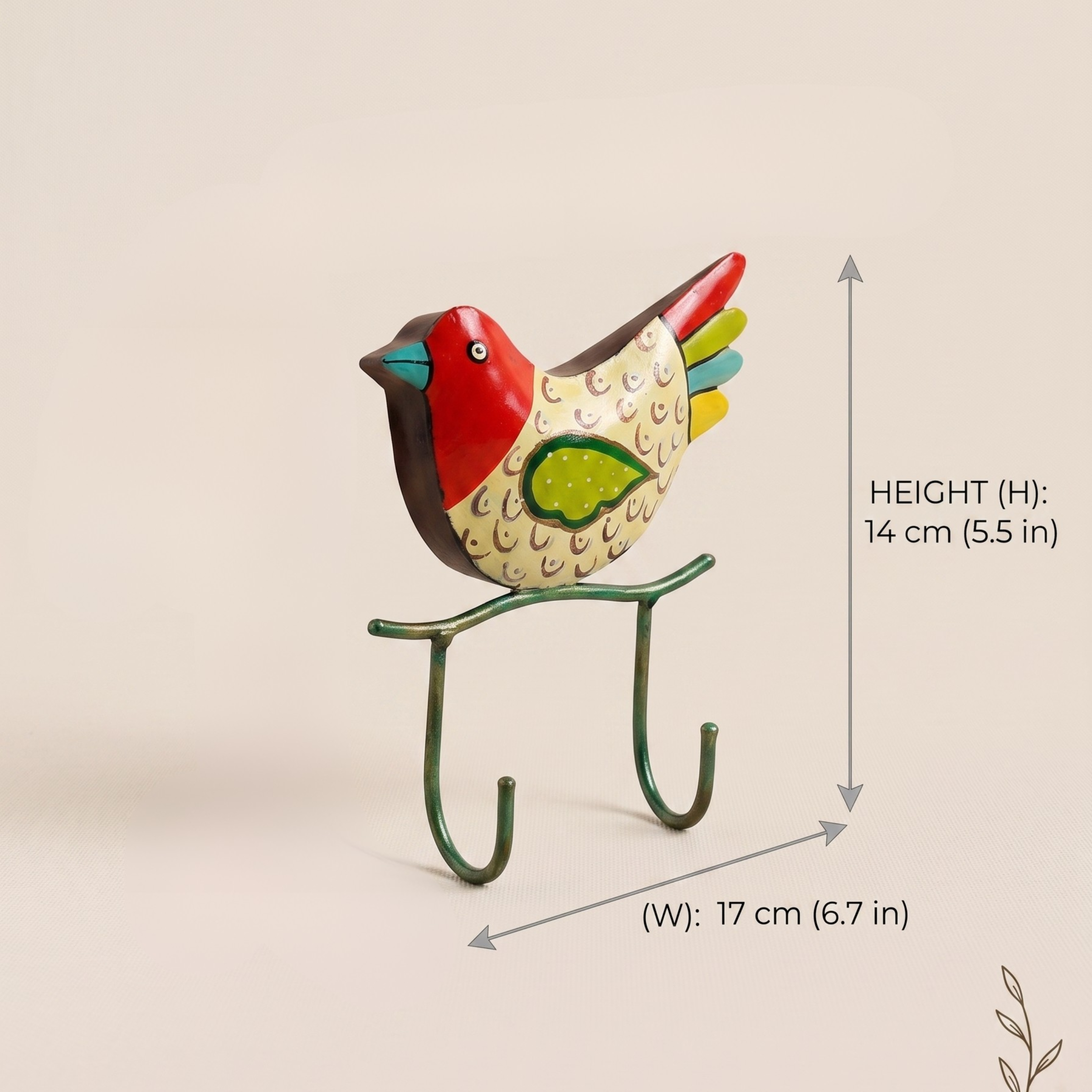 Handcrafted Multicolour Bird Key Holder – Metal Wall Hook for Entryway Decor & Gifting | Gulabi Craft