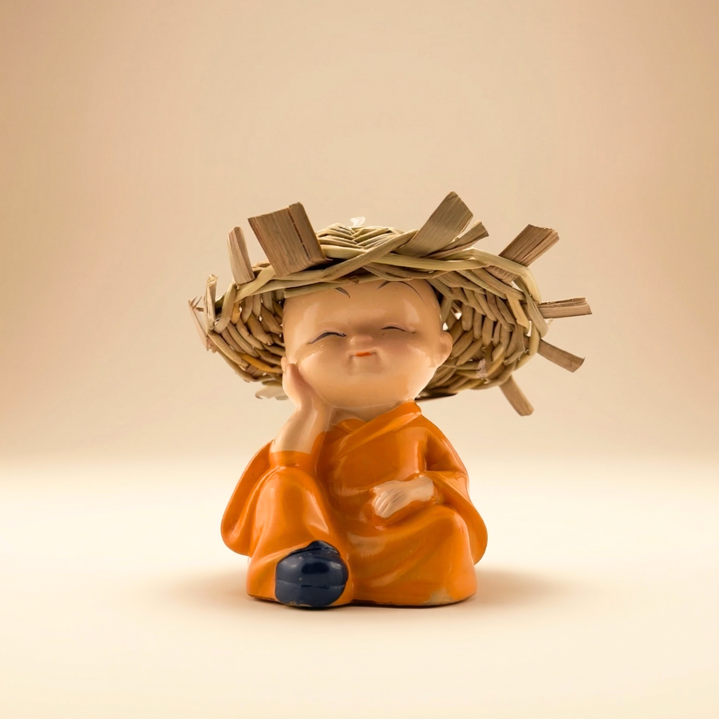 Handcrafted Mindful Monk Mini Statue Set – 4 Cute Zen Figurines for Home Decor & Gifting | Gulabi Craft