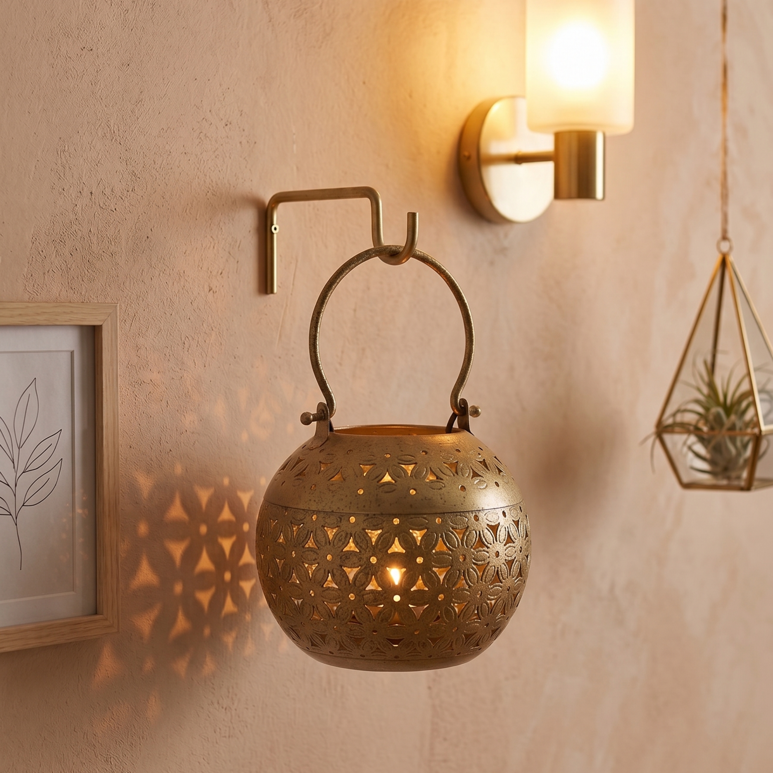 Handcrafted Candle Lotta Lantern – Vintage Metal Hanging Tea Light Holder Home Decor | Gulabi Craft