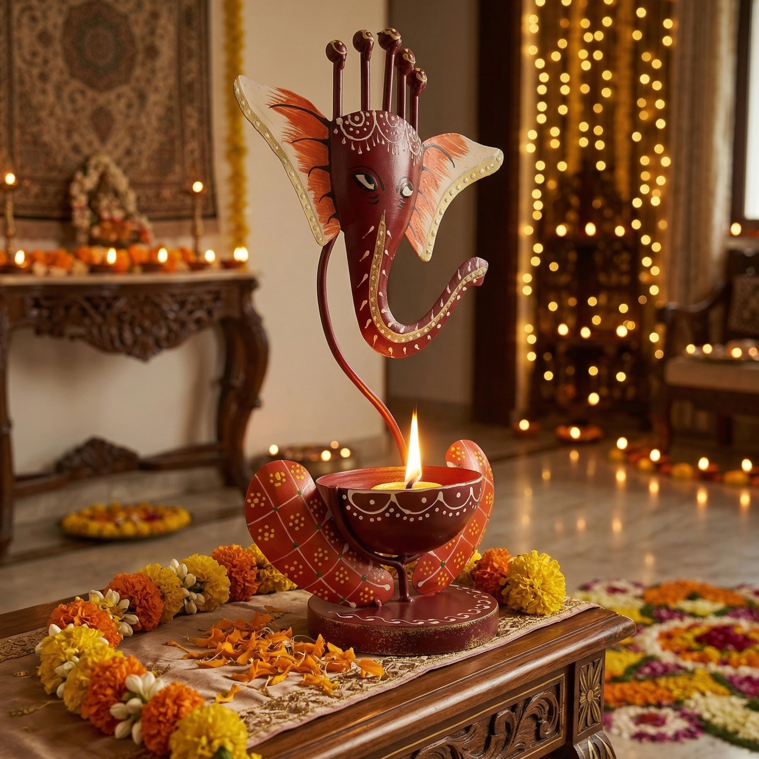 Handcrafted Lord Ganesha Diya Bowl | Premium Festive Decor | Gulabi Craft