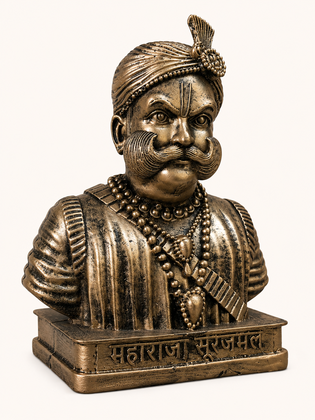 Maharaja Surajmal Bust Statue - Antique Finish Handcrafted Home Decor & Gifting by Gulabi Craft