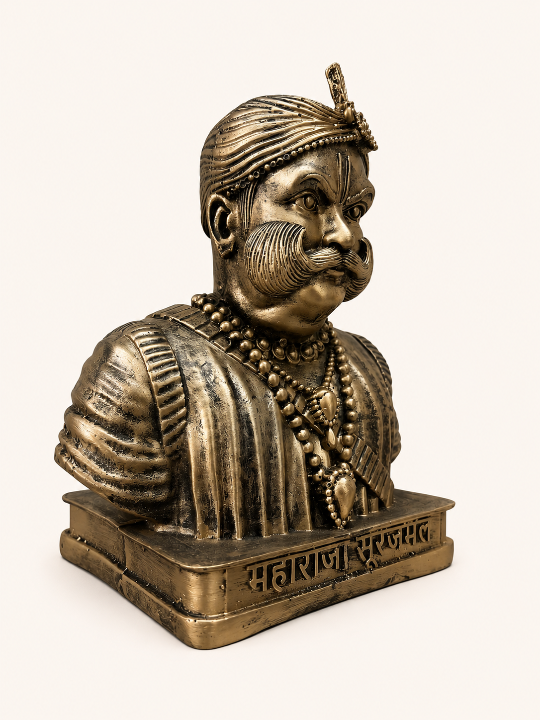 Maharaja Surajmal Bust Statue - Antique Finish Handcrafted Home Decor & Gifting by Gulabi Craft