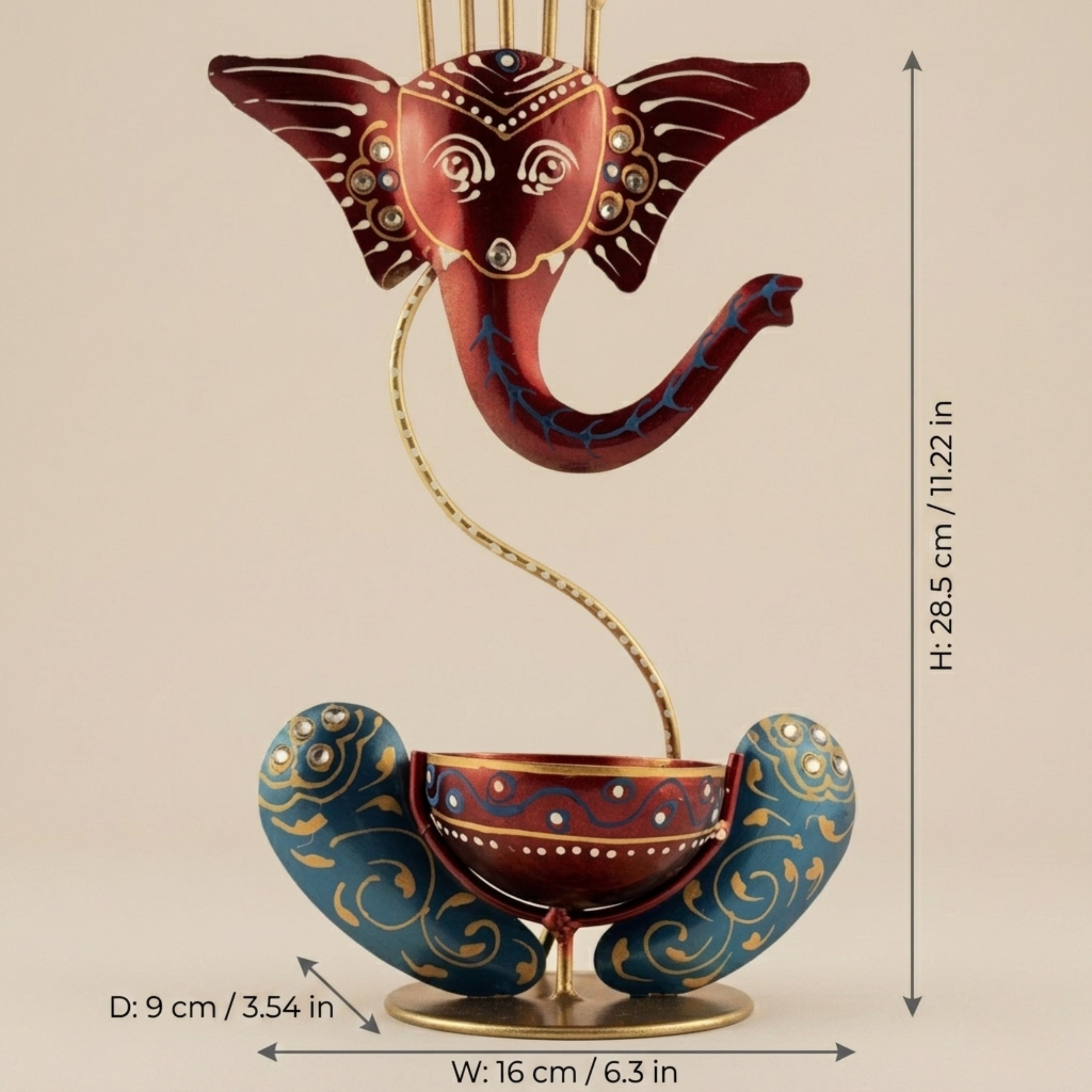 Handmade Metal Elephant Diya Holder – Traditional Home Decor