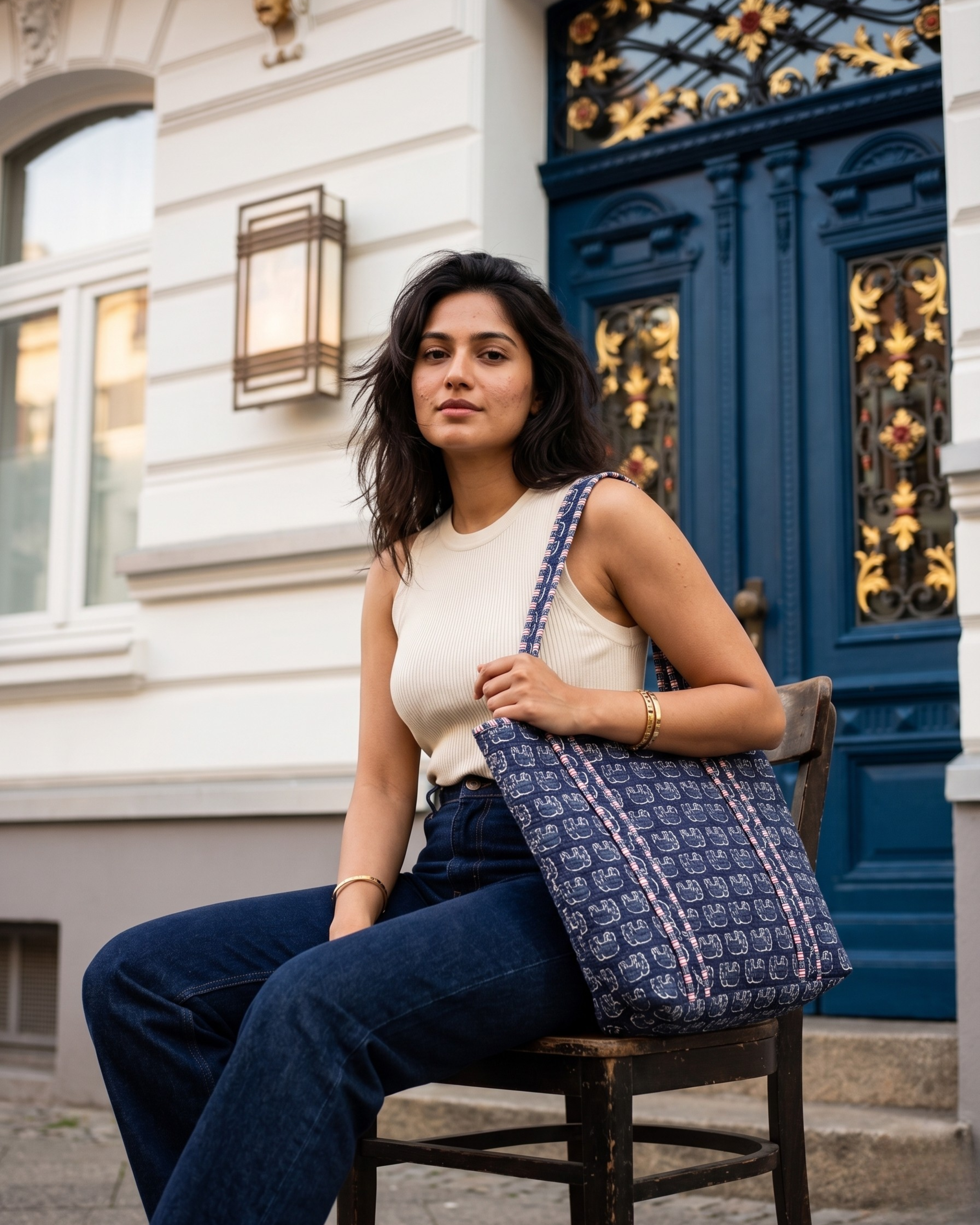 Indigo Elephant Quilted Handcrafted Tote Bag – Premium Everyday Carry & Eco-Friendly Gift Item | Gulabi Craft