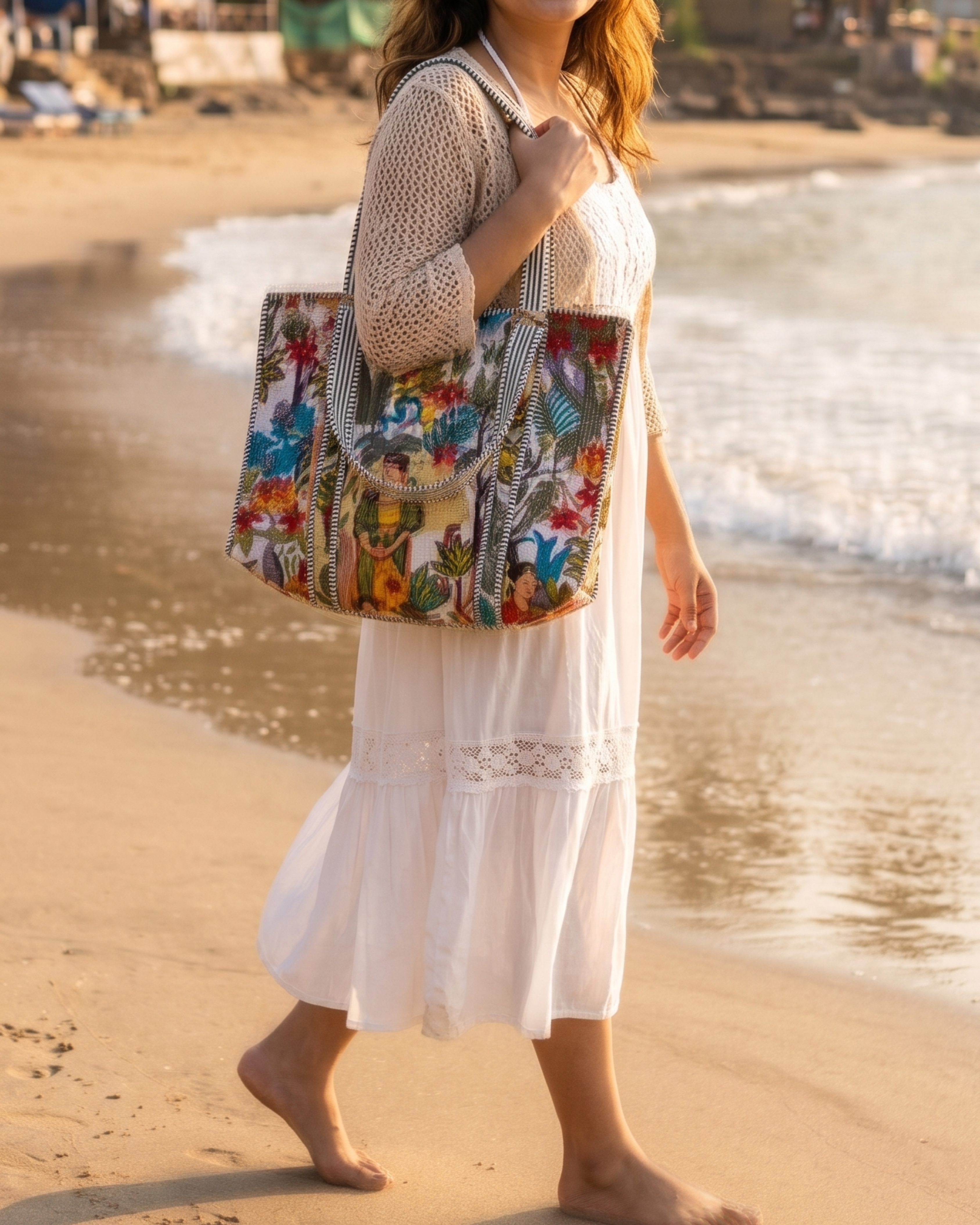 Handcrafted Vintage Botanical Quilted Tote Bag – Floral Everyday Carry & Gift Item | Gulabi Craft