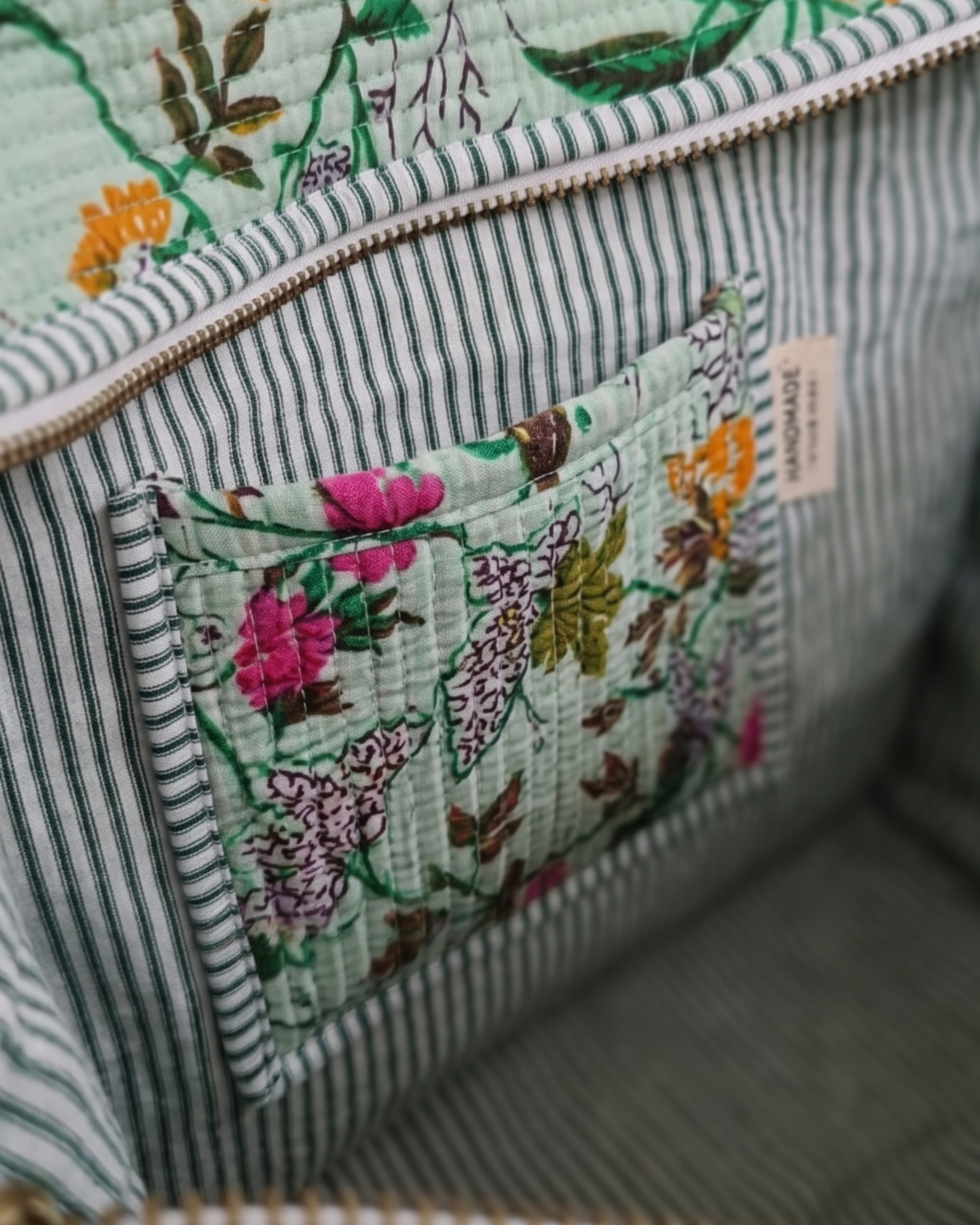 Handmade Quilted Floral Cotton Tote Bag – Eco-Friendly Everyday Carry & Premium Gift Item | Gulabi Craft