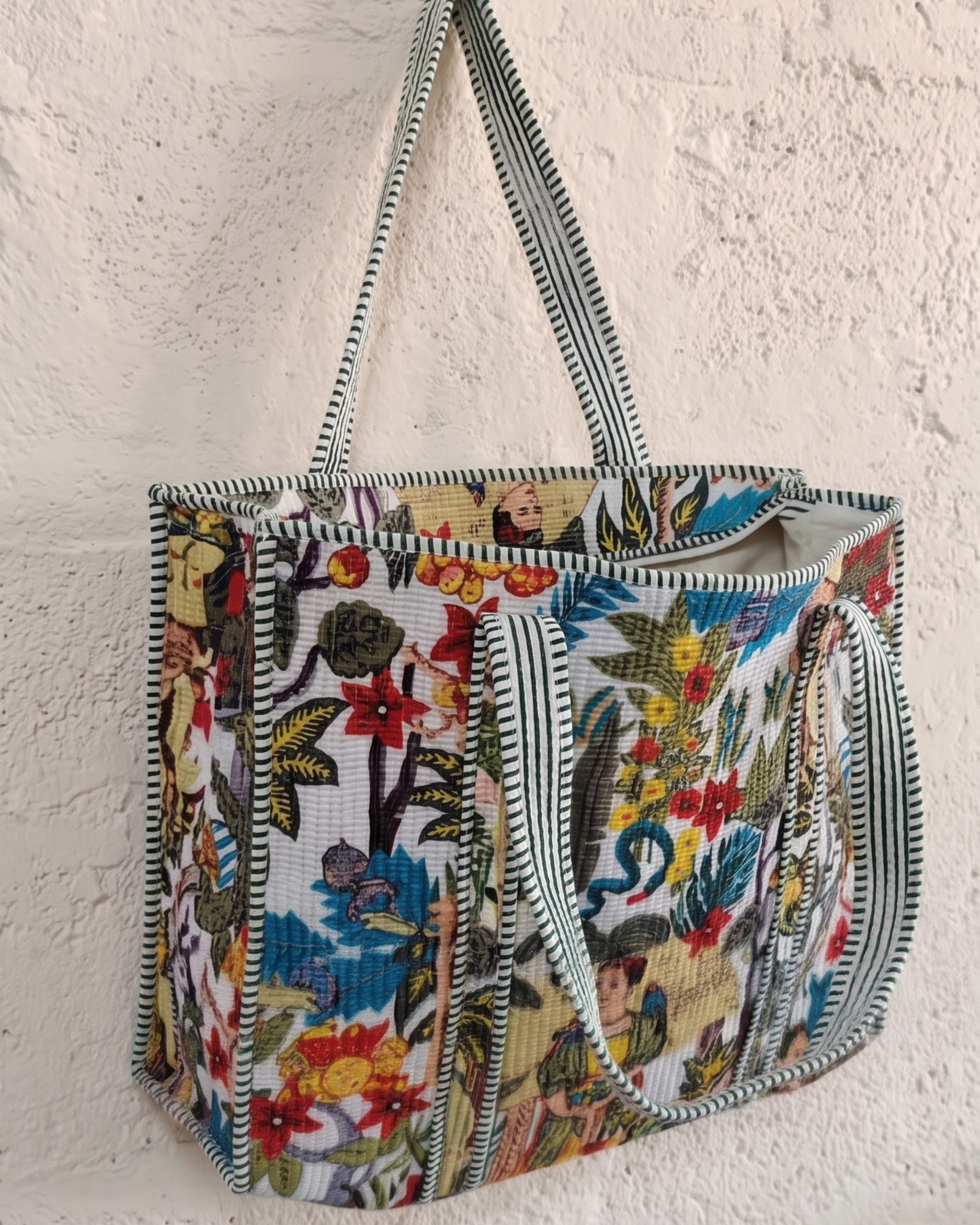 Handcrafted Vintage Botanical Quilted Tote Bag – Floral Everyday Carry & Gift Item | Gulabi Craft