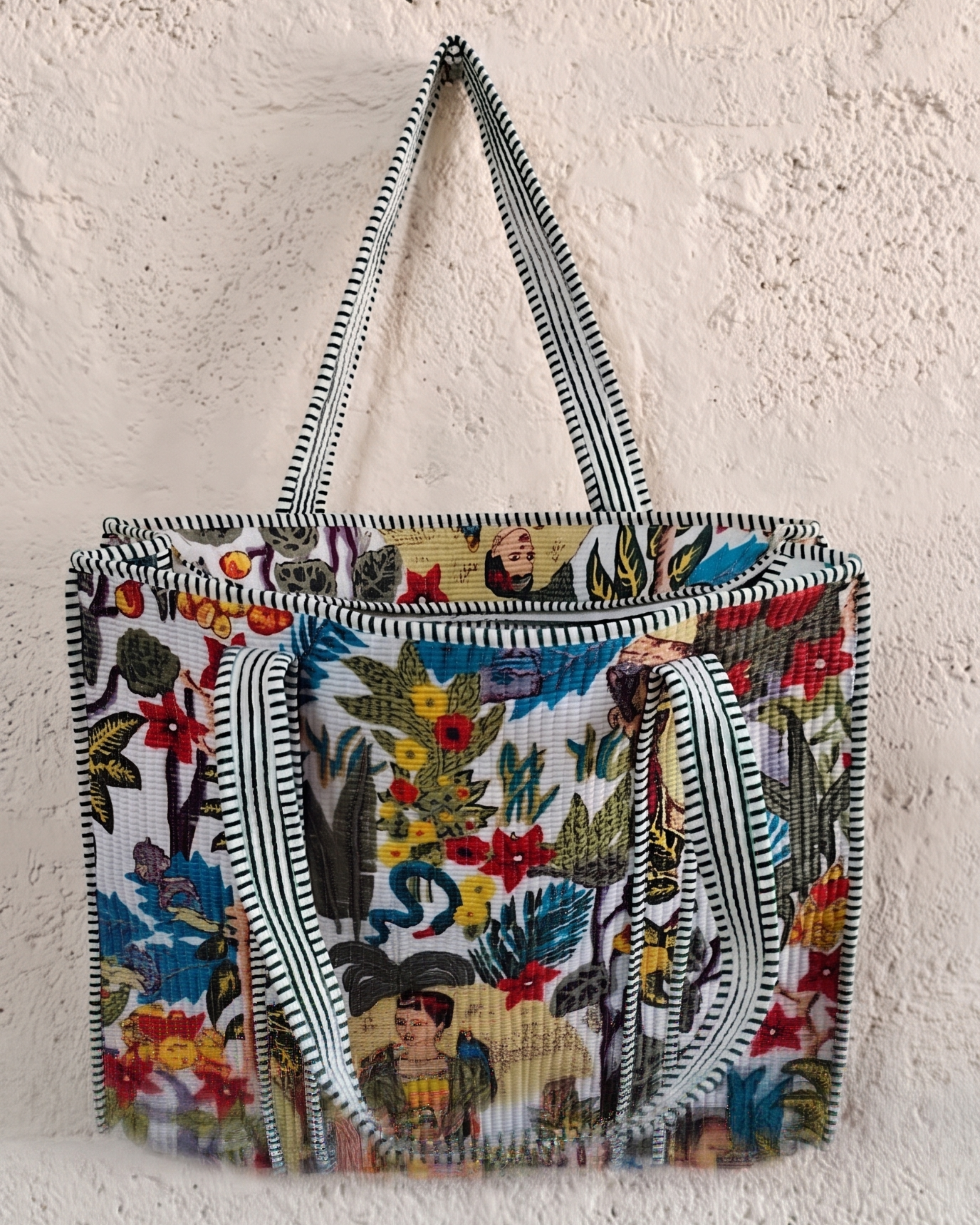 Handcrafted Vintage Botanical Quilted Tote Bag – Floral Everyday Carry & Gift Item | Gulabi Craft