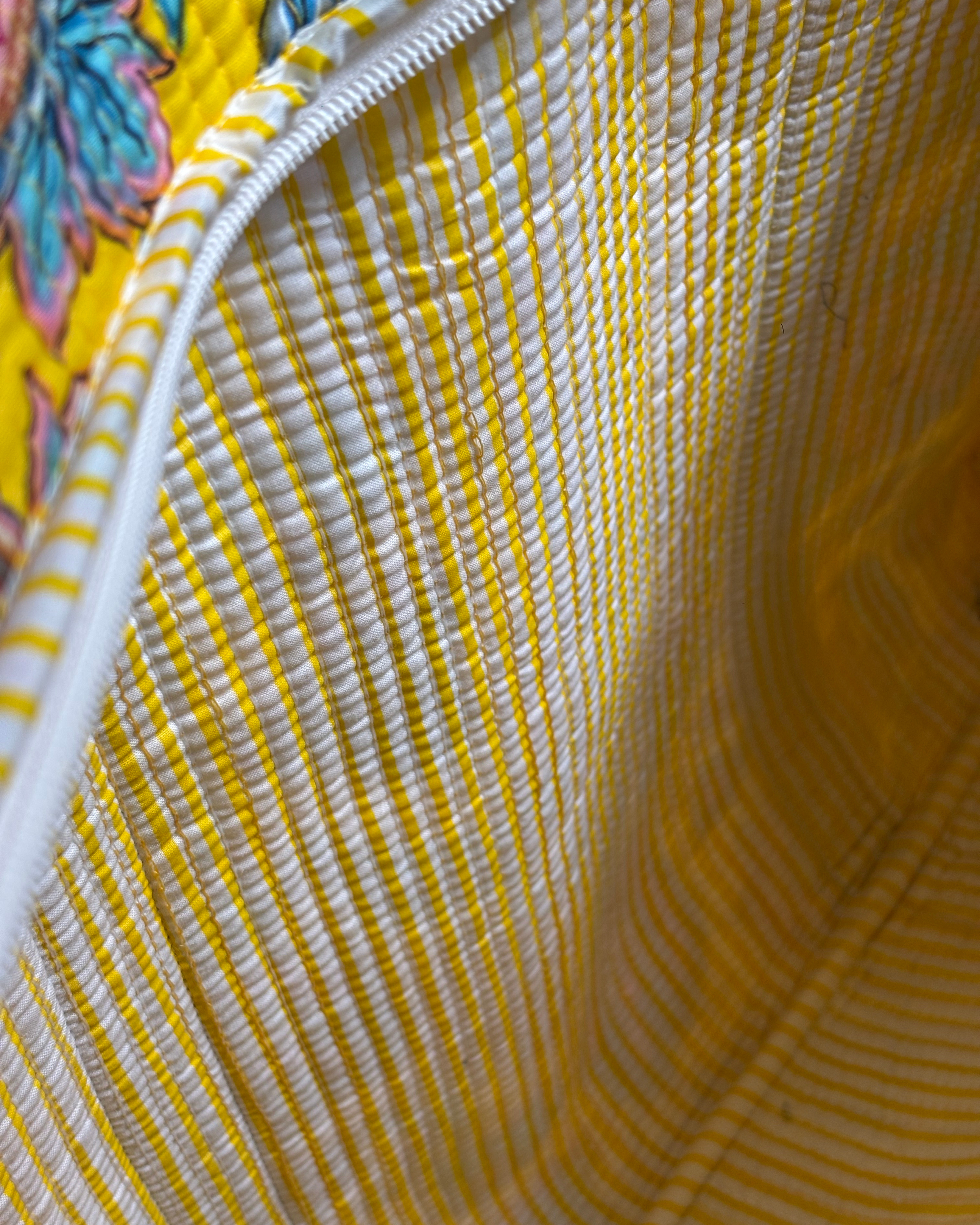 Yellow Floral Quilted Handcrafted Tote Bag – Premium Everyday Carry & Eco-Friendly Gift Item | Gulabi Craft