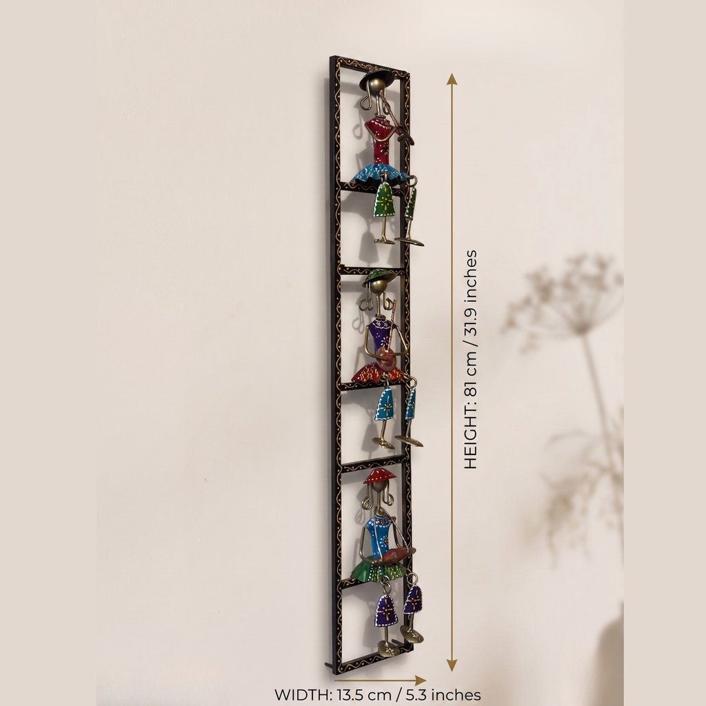 Handcrafted Rajasthani Musician Jhula Frame – Colorful Metal Wall Art Decor for Living Room | Gulabi Craft